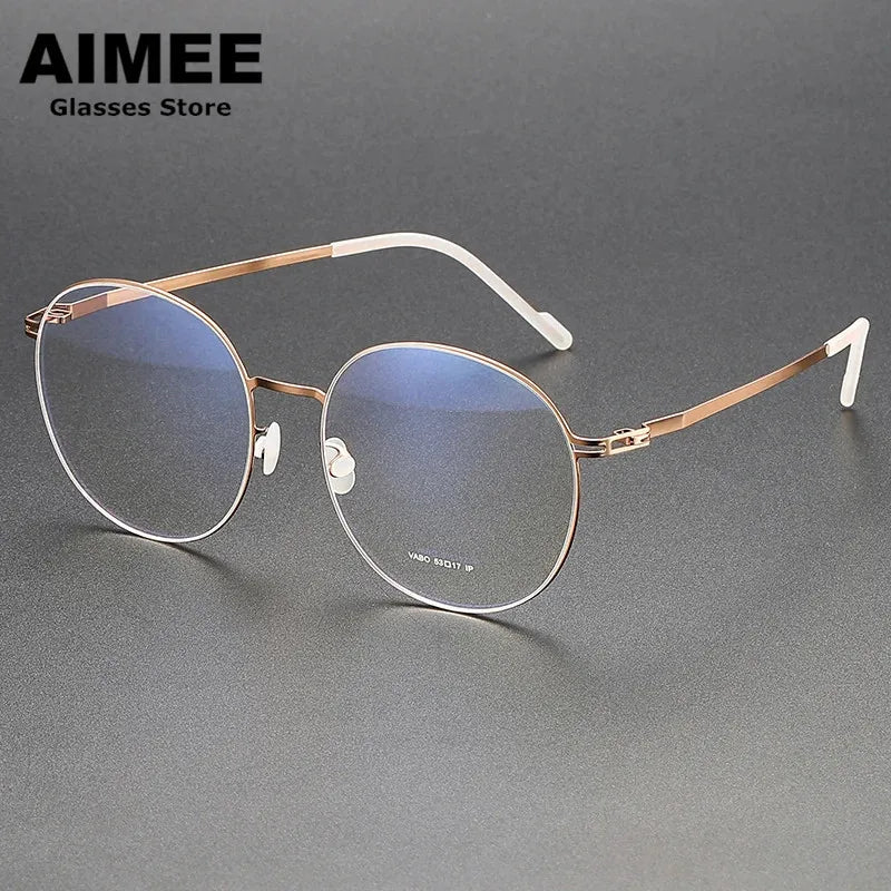Aimee Women's Full Rim Round Screwless Stainless Steel Eyeglasses Frame 19136 - Lightweight & Durable Glasses for Work, Reading & Fashion