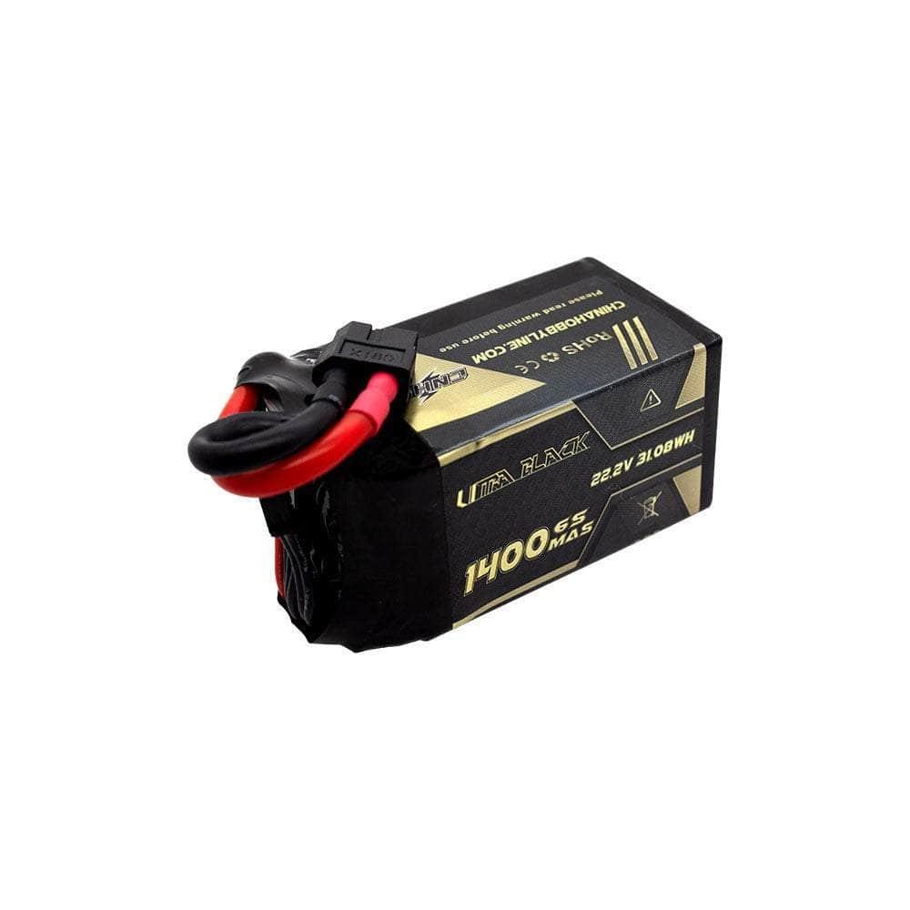 CNHL Ultra Black Series 22.2V 6S 1400mAh 150C LiPo Battery with XT60 Connector - High Performance RC Drone & Airplane Battery for FPV Racing and Long Flight Time