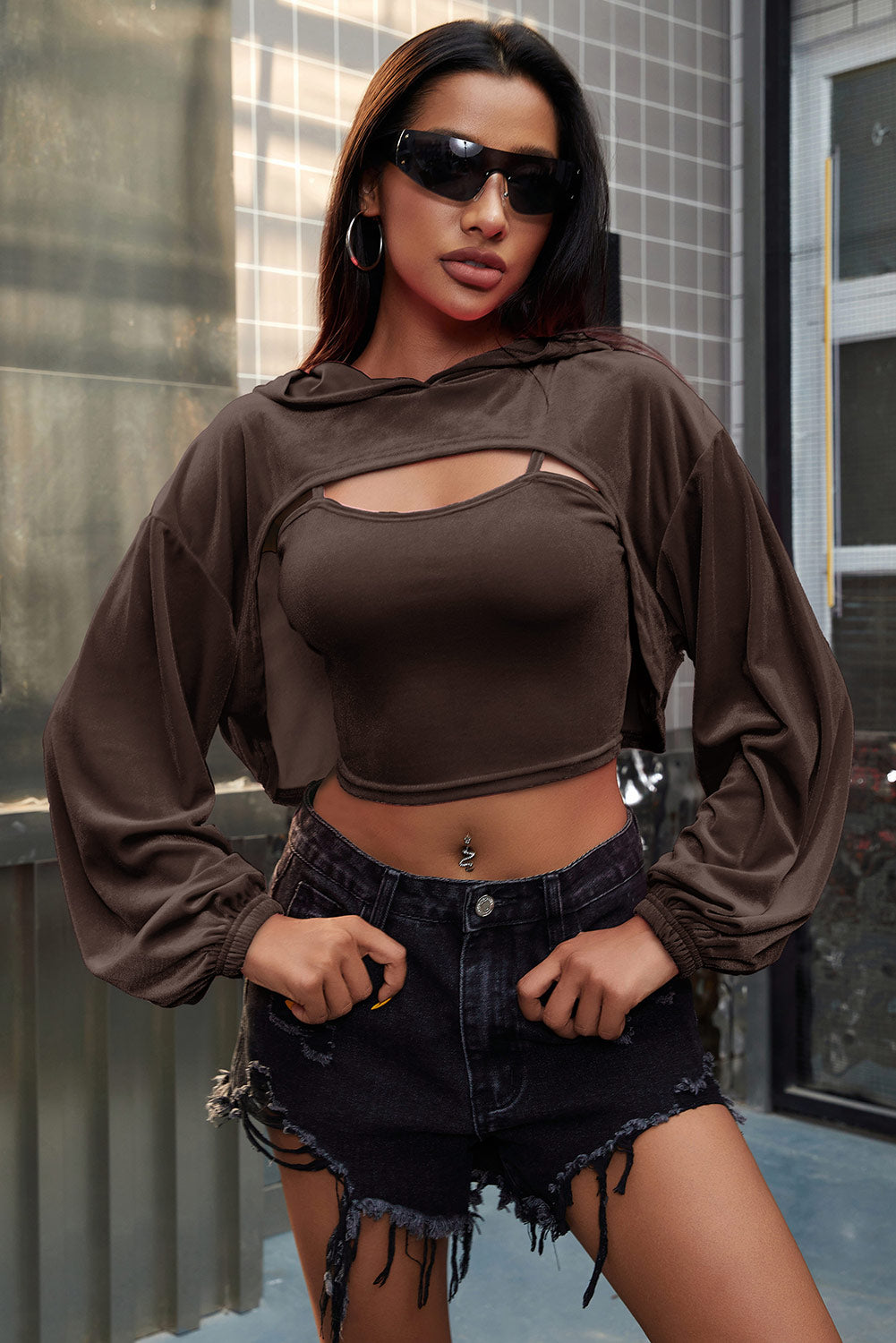 Spaghetti Strap Cami Top & Oversized Drop Shoulder Hoodie - Women's Casual Loungewear for Home, Gym, and Streetwear Fashion
