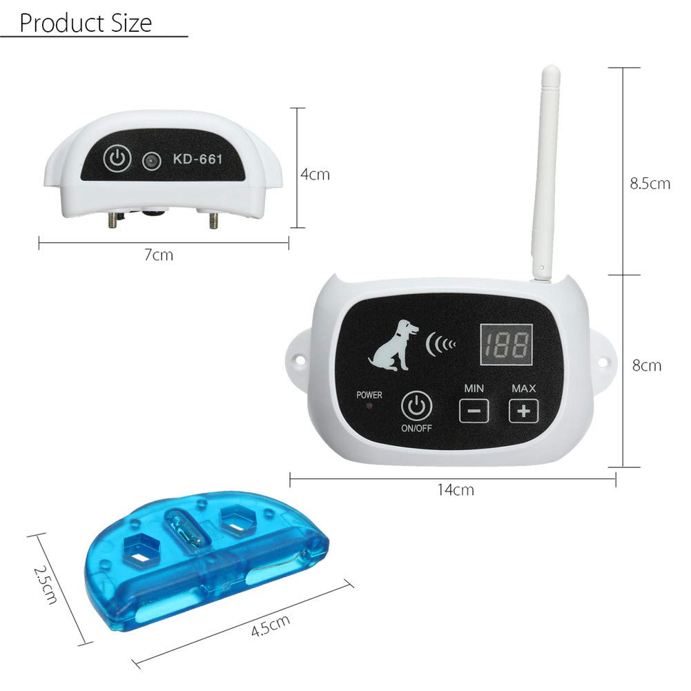 Wireless Dog Fence System - Safe & Effective Electric Pet Containment with Waterproof Collar, Adjustable Shock/Beep Intensity & Display Distance - Ideal for 3 Dogs - Perfect for Backyard, Farm & Large Property Pet Safety