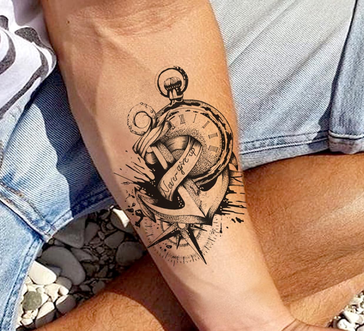 Waterproof Temporary Tattoo Stickers for Men & Women - 3D Realistic Flowers, Butterflies, Stars, Angels, Wolves & Armband Designs (19x12cm) | Perfect for Parties, Halloween, Cosplay & Body Art