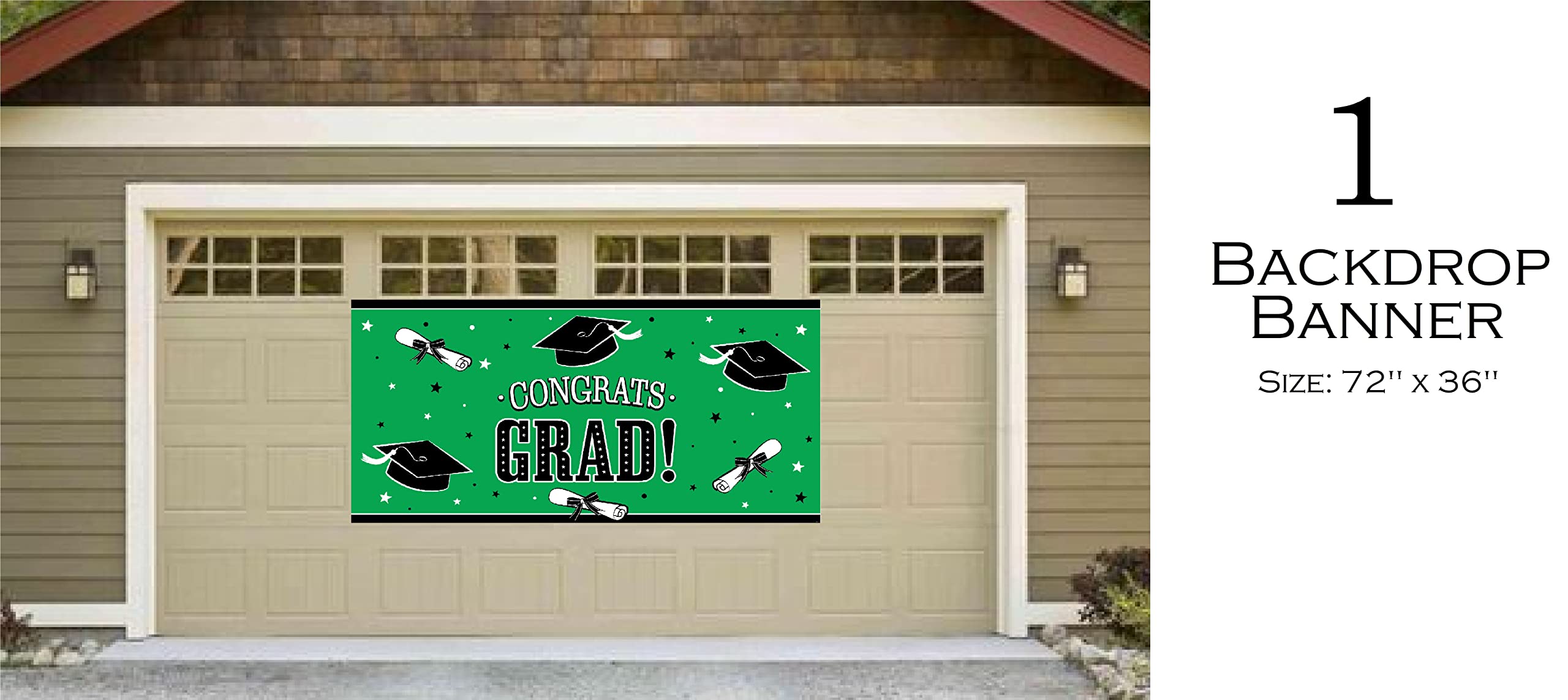 2023 Graduation Porch Banners - Green Backdrop Decorations with Balloons for Home, Business & School Celebrations | Perfect for Outdoor Graduation Parties & Photo Backdrops