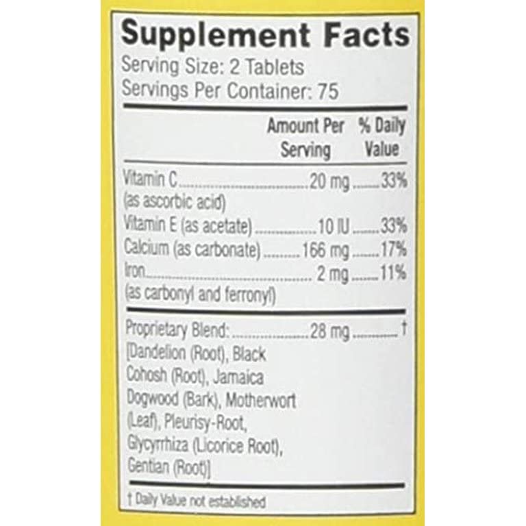 Lydia Pinkham Herbal Supplement Tablets - 150 Count (Pack of 4) | Natural Women's Health Support | Menstrual Comfort & Menopause Relief