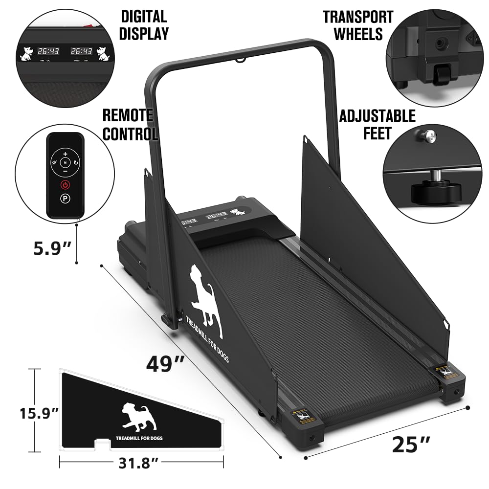 2.5HP Foldable Dog Treadmill for Small & Medium Dogs - 220lbs Weight Capacity, 2-in-1 Dog Pacer & Running Machine for Home Use - Perfect for Indoor Exercise, Pet Fitness Training & Weight Management