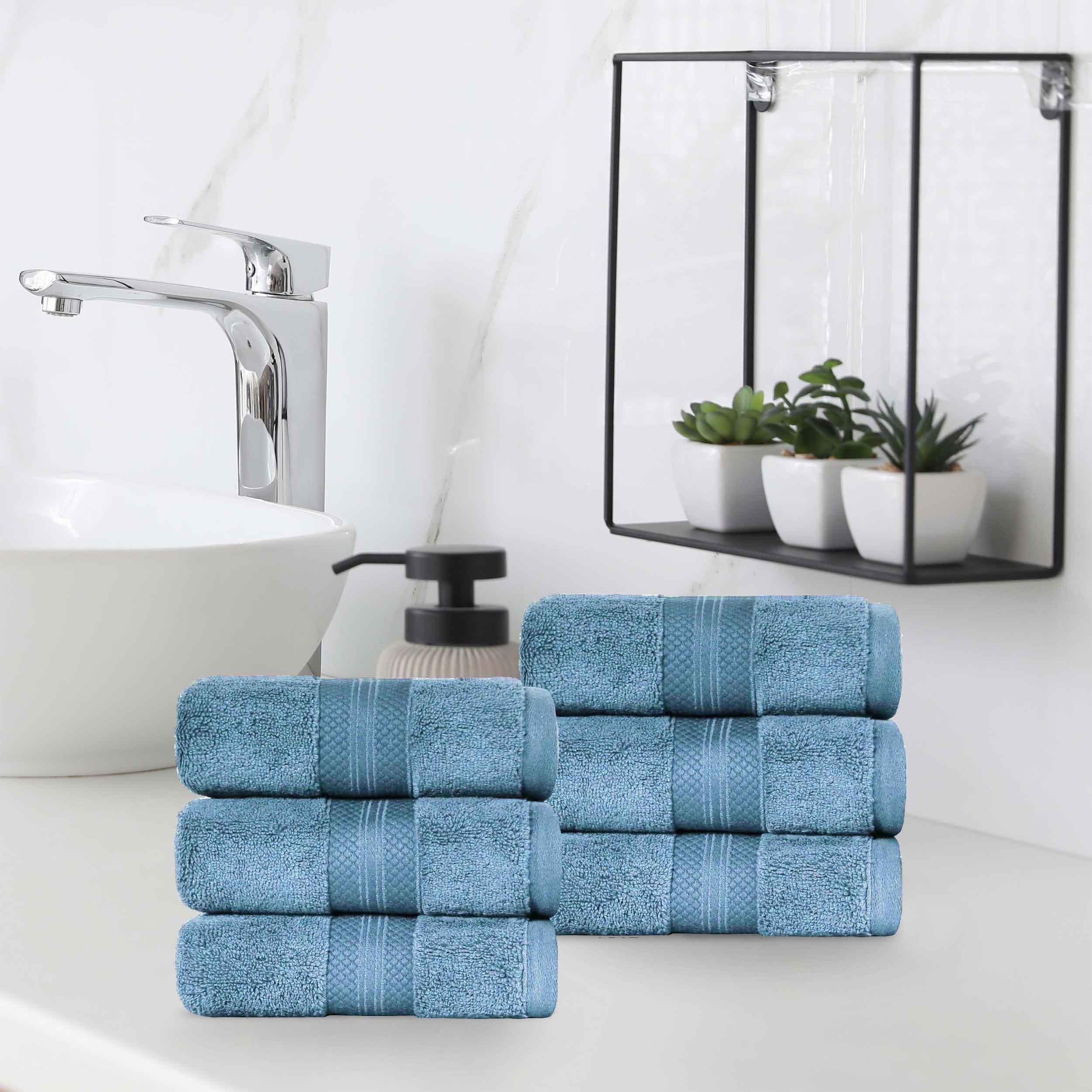 Premium 6-Piece Turkish Cotton Hand Towel Set - Ultra Soft, Highly Absorbent & Quick-Drying - Perfect for Bathroom, Kitchen, Gym & Spa Use