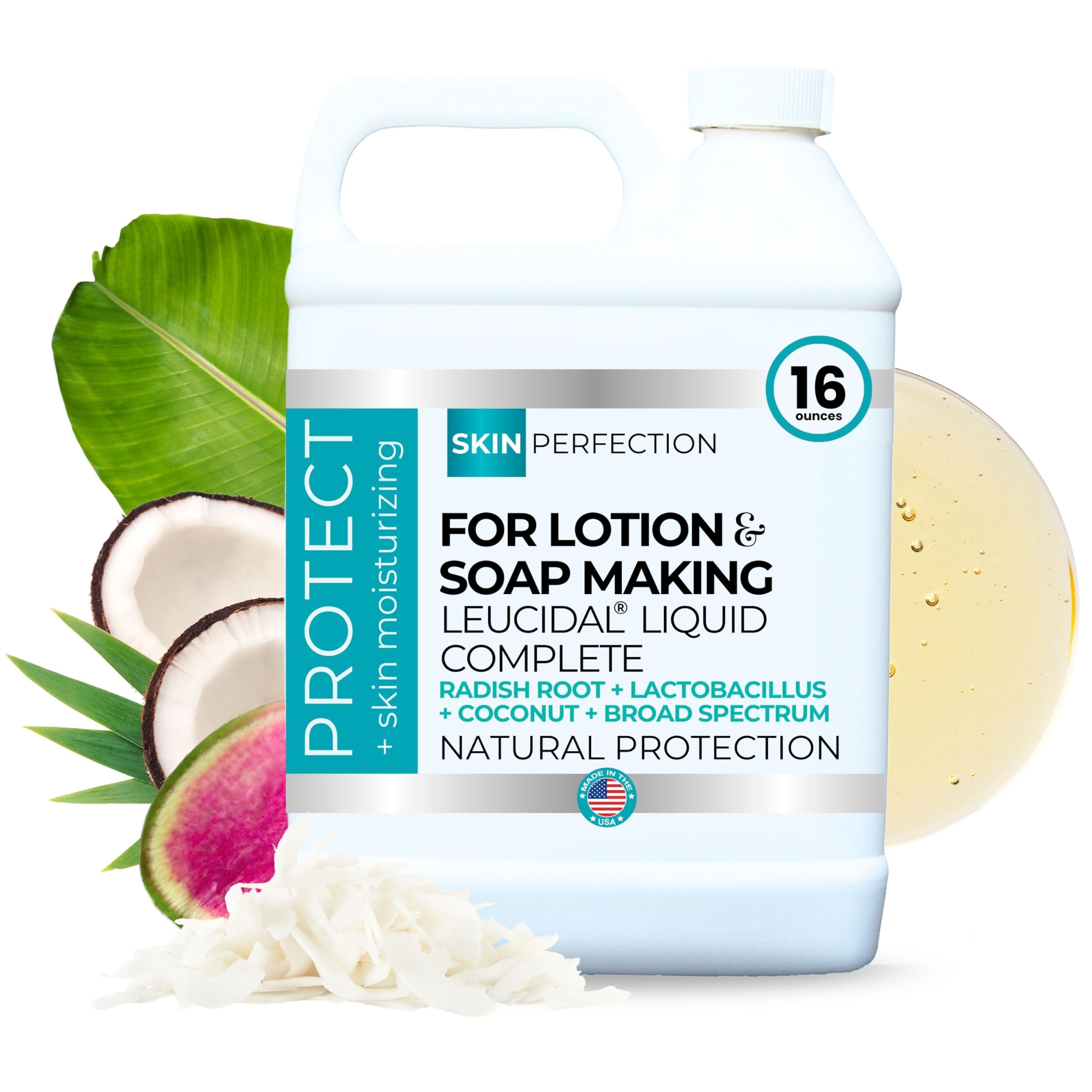 Organic Radish Root Liquid & Coconut Lactic Acid Lotion - Natural DIY Skincare Preservative Alternative for Moisturizing, Anti-Aging & Complete Protection | Perfect for Homemade Beauty Products, Face Creams & Serums