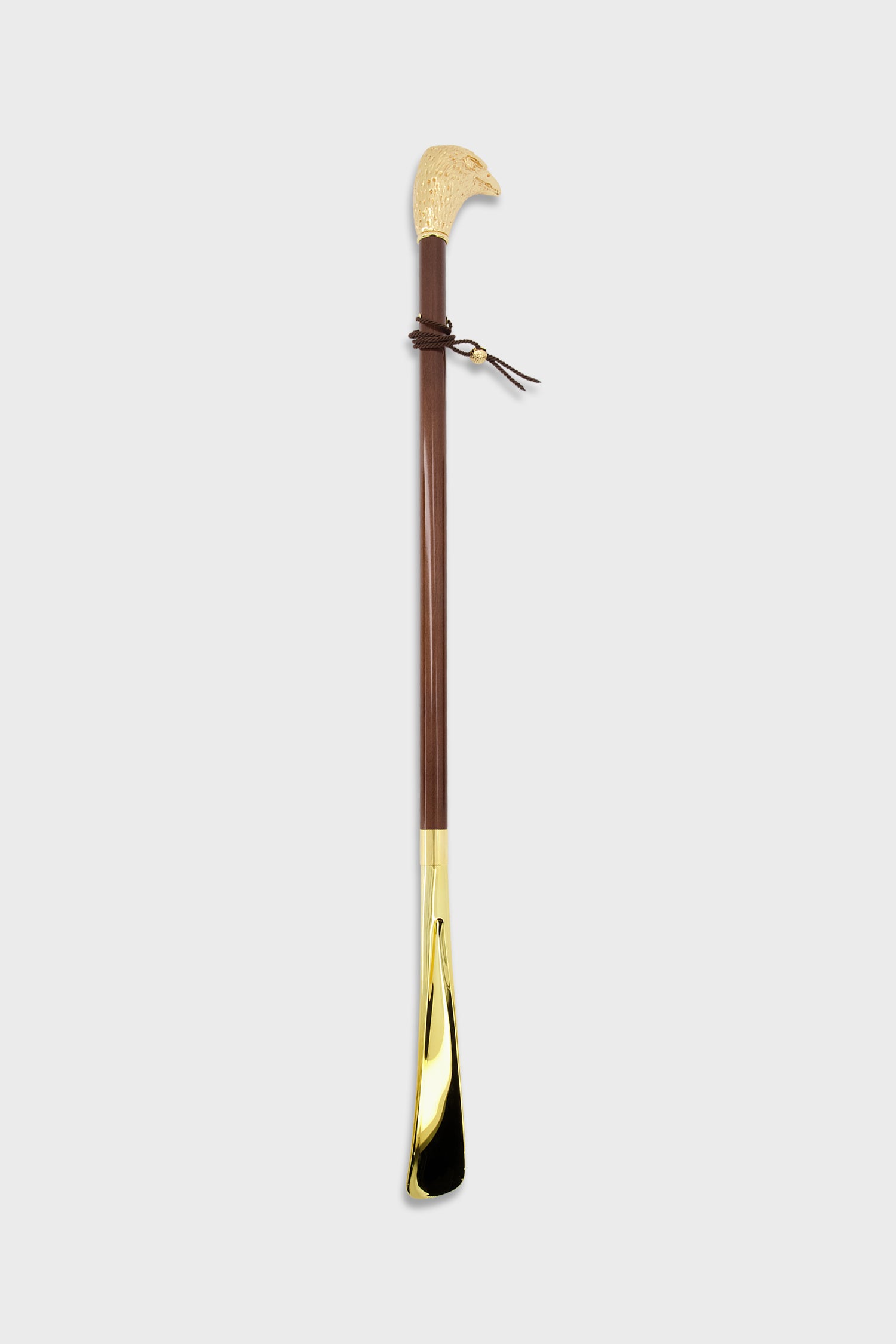 Pasotti Premium Brown & Gold Eagle Shoehorn - Long Handle Shoe Horn for Men & Women - Perfect for Dress Shoes, Boots, and Sneakers - Ideal for Elderly & People with Mobility Issues