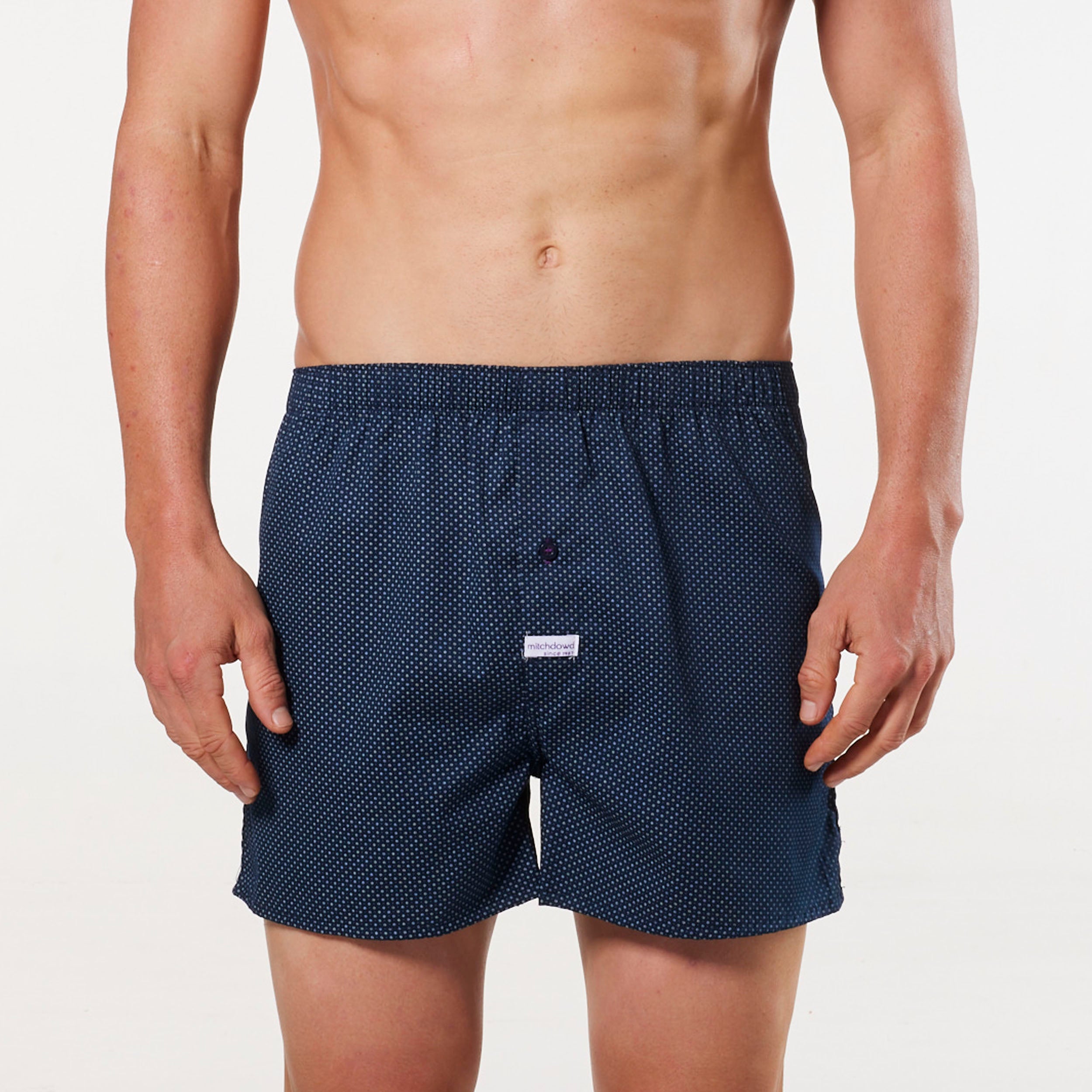 Men's Coby Printed Cotton Boxer Shorts - Navy Blue Underwear for Sleep & Lounge | Soft Breathable Comfort