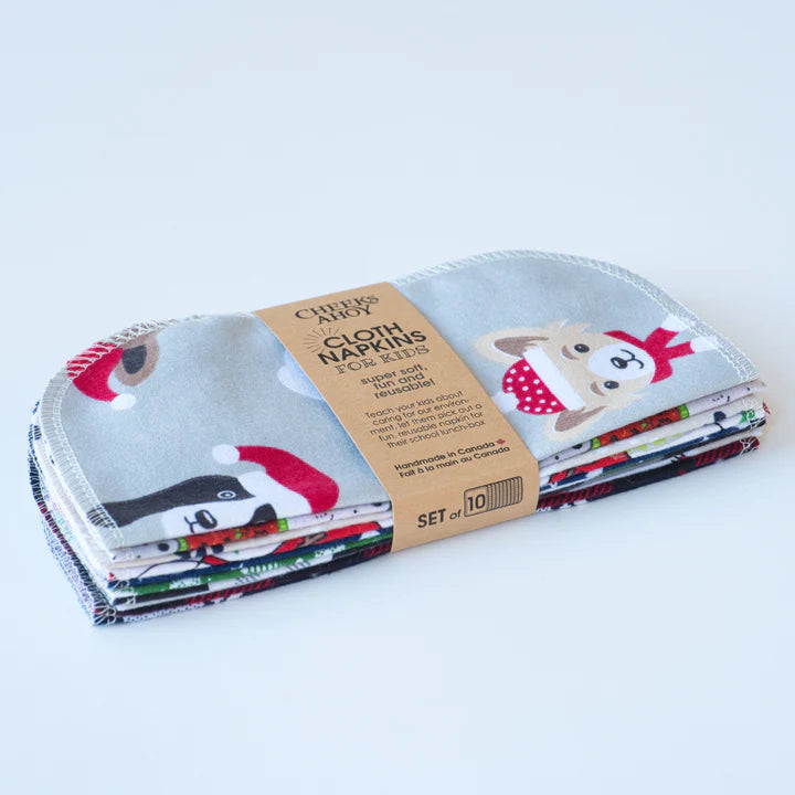 Cheeks Ahoy Reusable Holiday Napkins - Eco-Friendly Christmas Dinner Napkins for Festive Parties & Family Gatherings