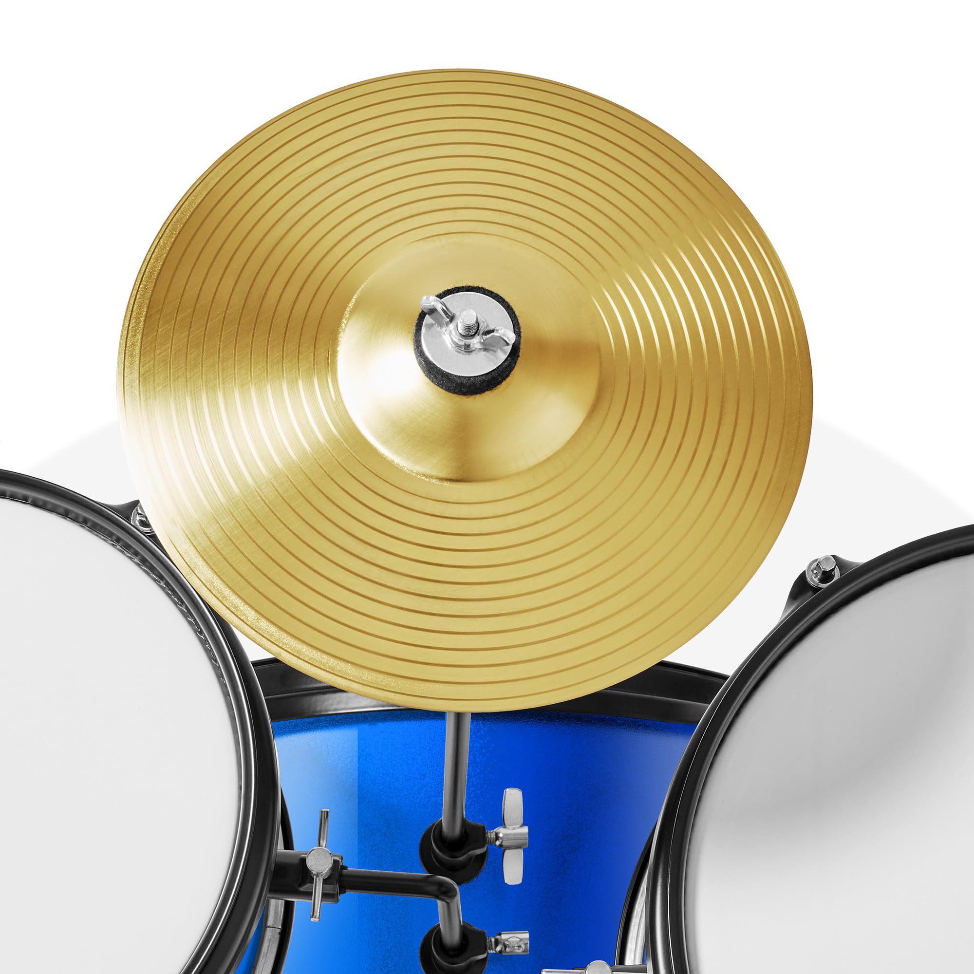 Gammon 3-Piece Junior Drum Set with Throne - Blue, Complete Beginner Drum Kit with Bass Drum, Toms, Cymbal, Pedal & Drumsticks | Perfect for Kids & Teens Learning to Play | Home Practice & Music Classroom Use