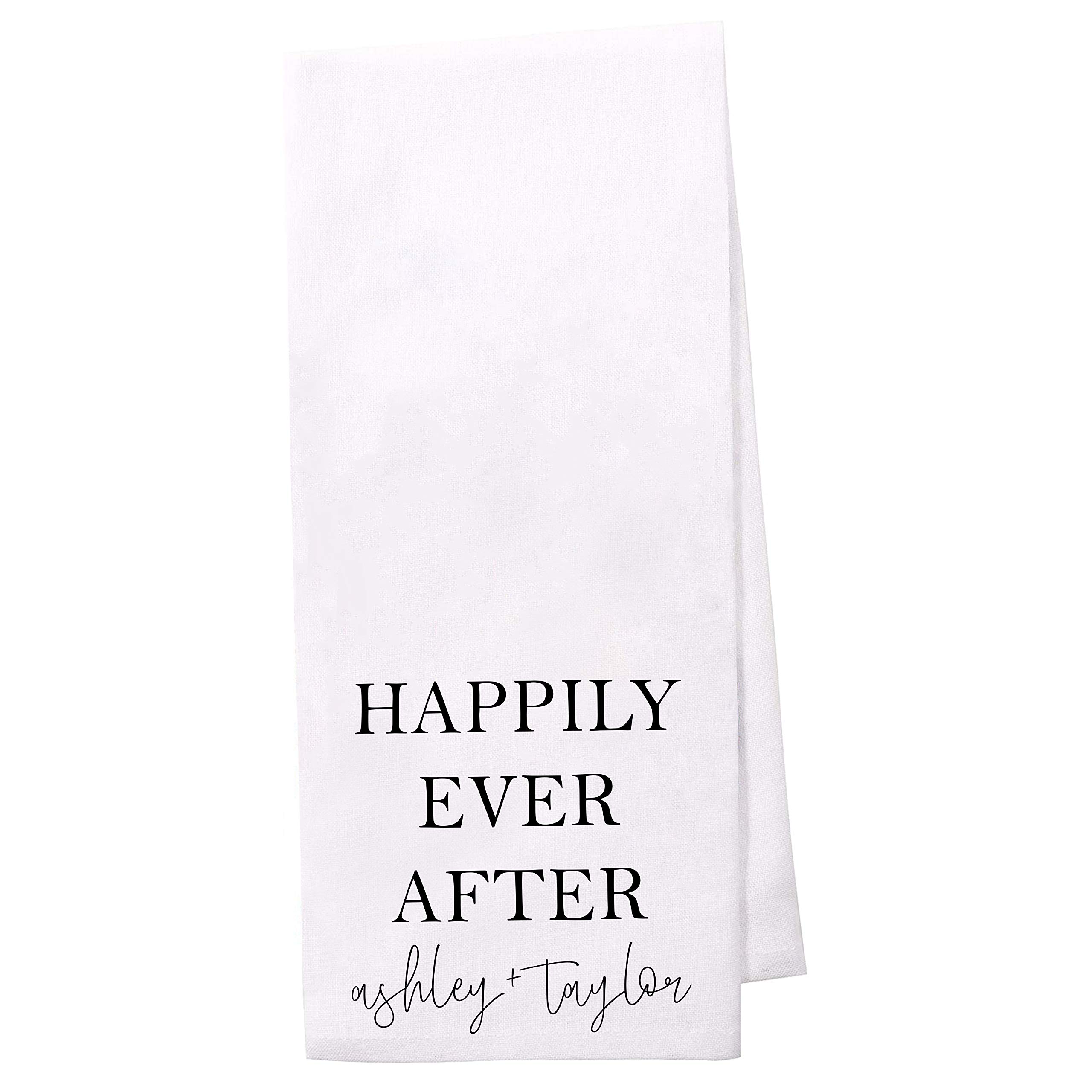 Personalized Tea Towels for Kitchen - Custom Flour Sack Dish Cloths with Couple Names | Farmhouse Home Decor | Perfect for Wedding Gifts, Housewarming & Rustic Kitchen Decorations