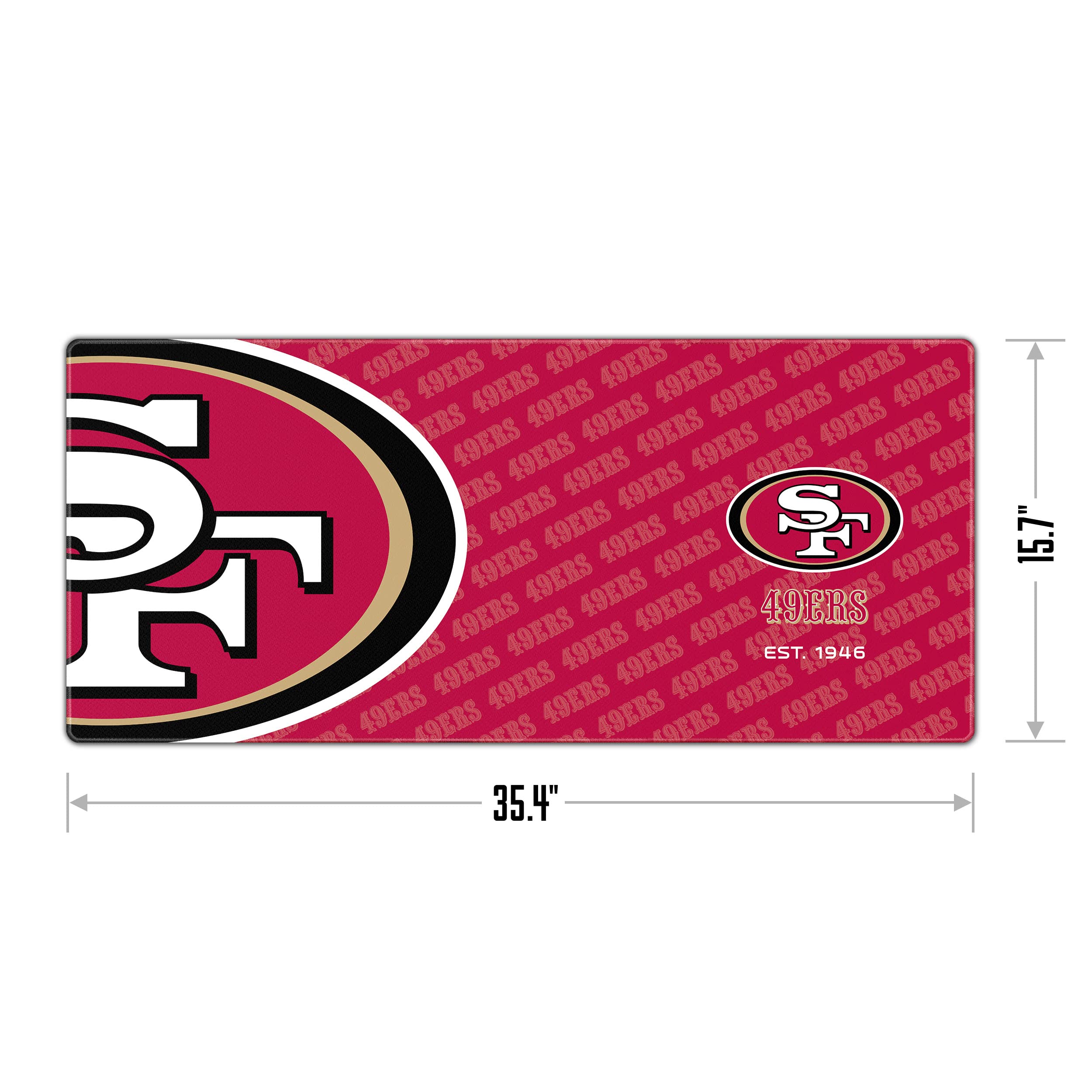 YouTheFan NFL San Francisco 49ers Logo Series Desk Pad - Non-Slip Mouse Pad & Office Desk Mat for Football Fans, Gaming & Work Setup