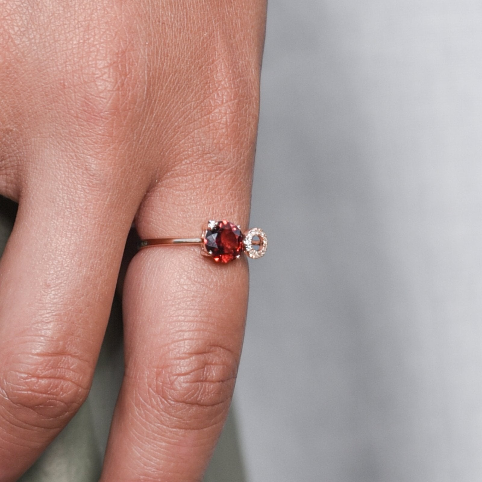 14K Rose Gold Stacked Diamond & Garnet Solitaire Cocktail Ring for Women - Elegant Statement Jewelry for Parties, Weddings & Special Occasions