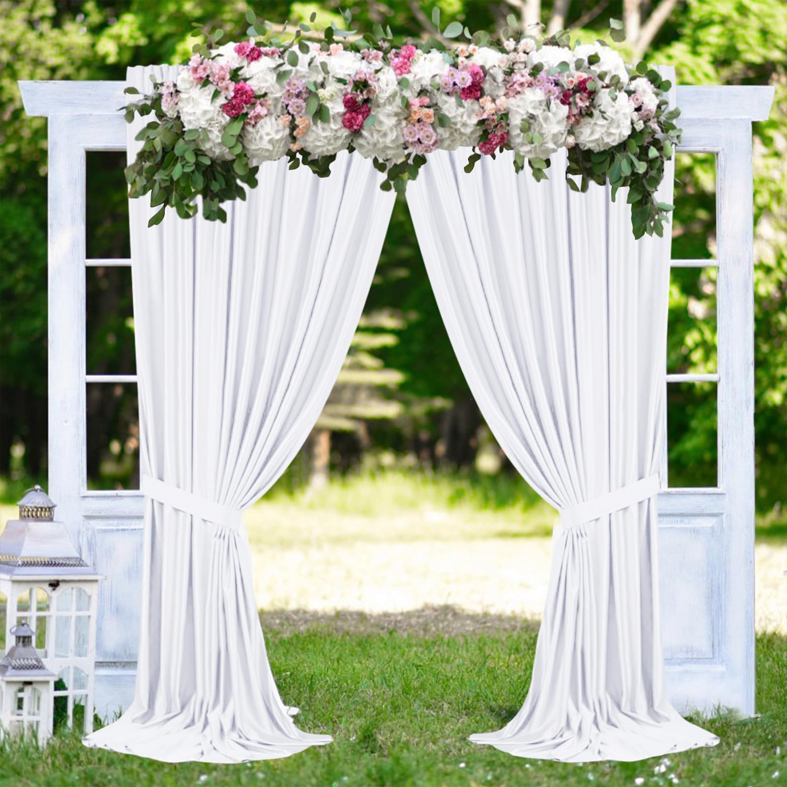 10x10FT White Polyester Photo Backdrop Curtains - 2 Panels with Rod Pockets for Photography, Party, Wedding & Home Decor | Perfect for Studio Shoots, Birthday Celebrations, and Living Room Decorations