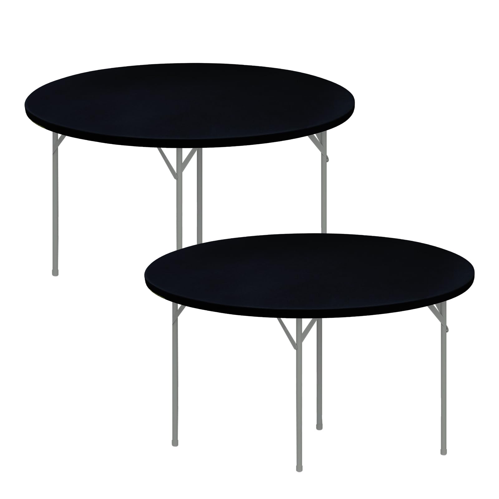 2 Pack Black Spandex Elastic Round Fitted Tablecloth - Stretchable Table Cover for 60 Inch Tables - Perfect for Kitchen, Dining Room, Indoor, Outdoor, Picnic & Camping Use