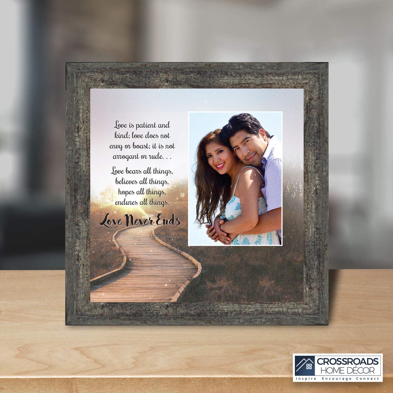 Crossroads Home Décor Love Never Ends - Romantic Picture Frames for Couples, Best Friendship Gifts, Elegant 6360BW Frame for Anniversaries, Weddings & Home Decor