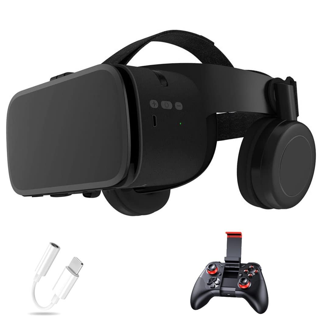 3D VR Headset with Bluetooth Controller - Compatible with iPhone 13 Pro Max/13 Pro/13/12/11, Samsung Galaxy S21, Huawei & Xiaomi Series - Immersive Virtual Reality Gaming & Movie Experience for Home Entertainment