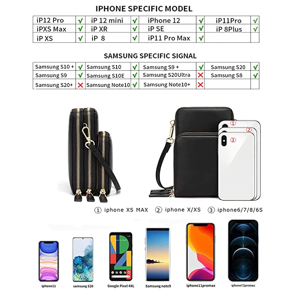 Stylish Leather Crossbody Phone Purse for Women - Multi-Pocket Wallet Bag with Credit Card Slots | Perfect for Travel, Shopping & Everyday Use