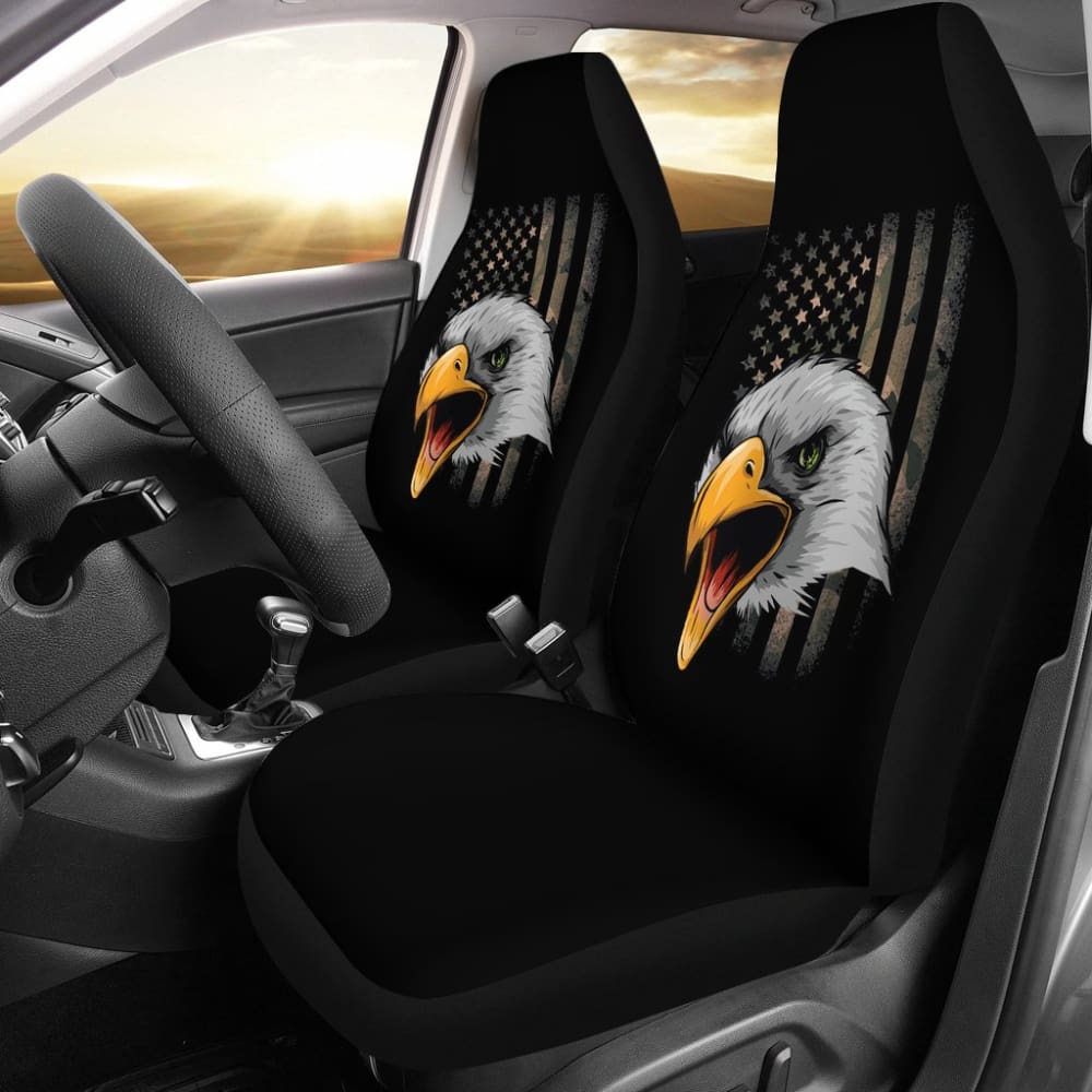 Premium Custom American Flag & Eagle Design Car Seat Covers - Durable Green Auto Accessories for Trucks & SUVs - Perfect for Patriotic Drivers & Road Trips