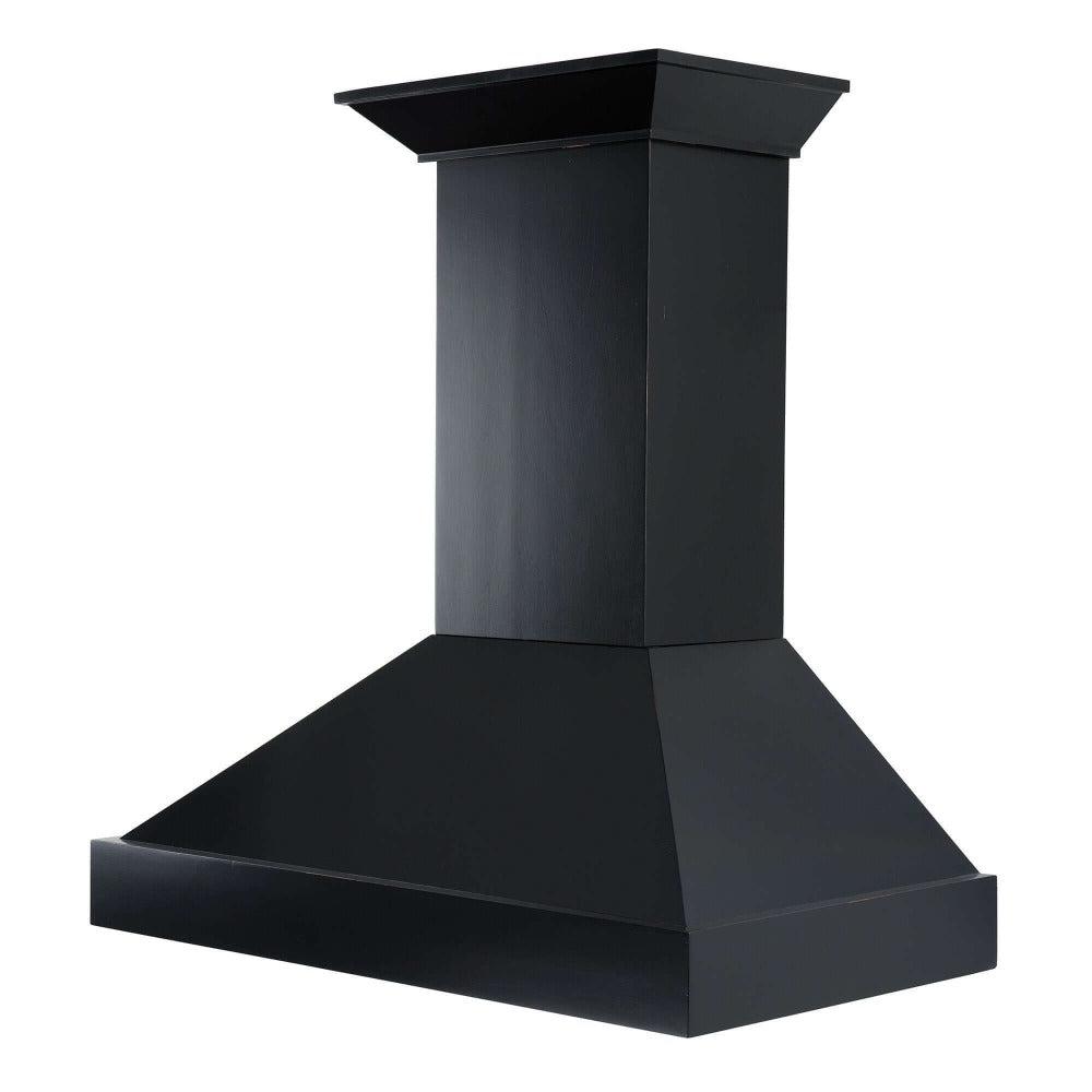 ZLINE KBCC Black Convertible Vent Wall Mount Range Hood - Wooden Design for Modern Kitchens | Perfect for Home Chefs & Open-Concept Living Spaces