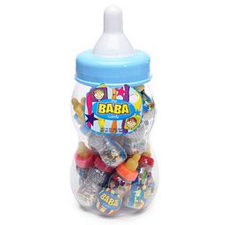 Baba Blue Candy Filled Baby Bottles - Jumbo 20-Pack (1.41oz Each) - Fun Party Favors for Baby Showers, Birthdays & Gender Reveals - Sweet Treats for Kids & Adults