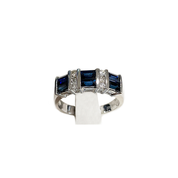 14K White Gold Sapphire Band Ring for Women - Elegant Wedding, Engagement & Anniversary Jewelry Gift