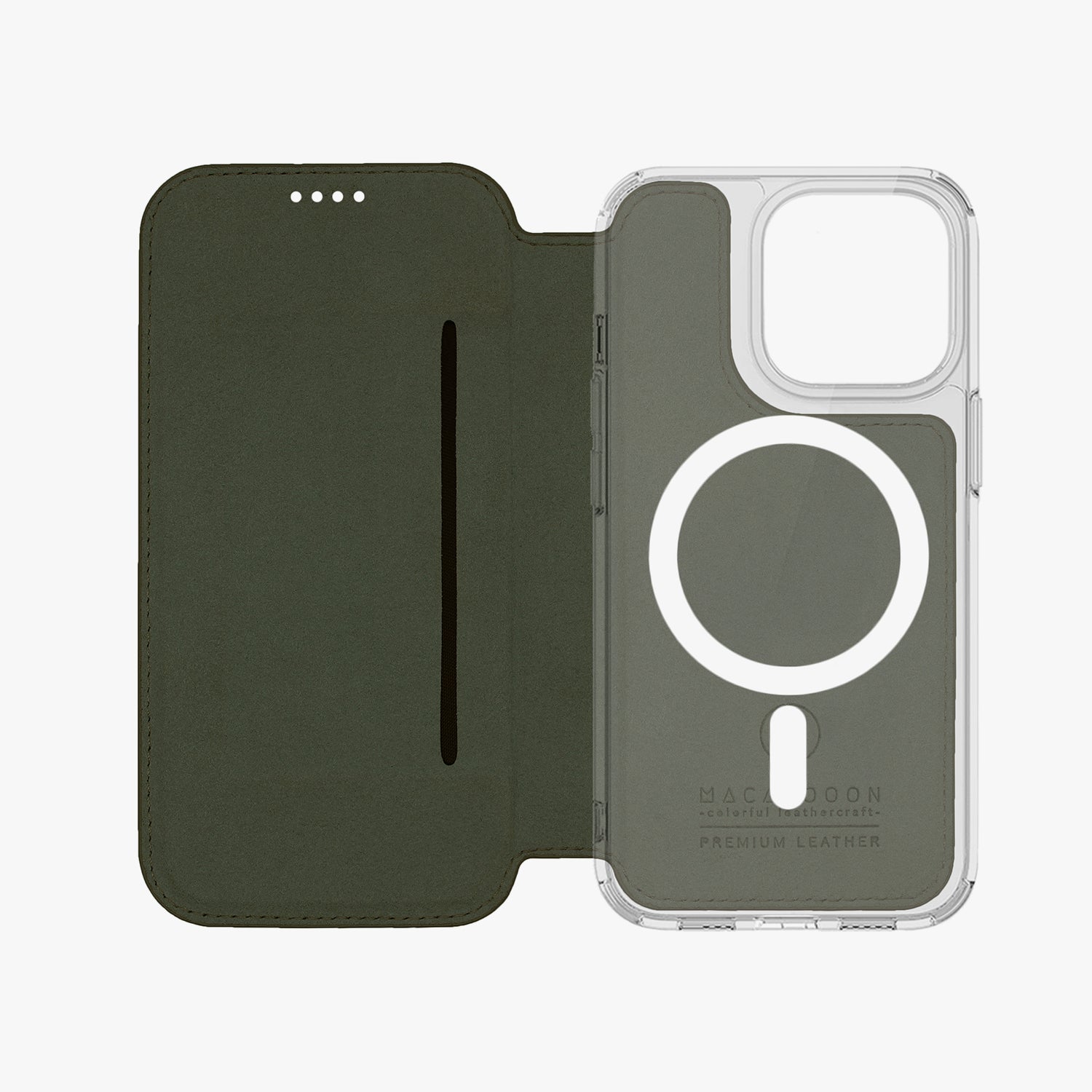 Premium iPhone 15 Pro Leather Flip Case with MagSafe - Slim Protective Cover with Clear Back for Wireless Charging | Perfect for Work, Travel & Everyday Use