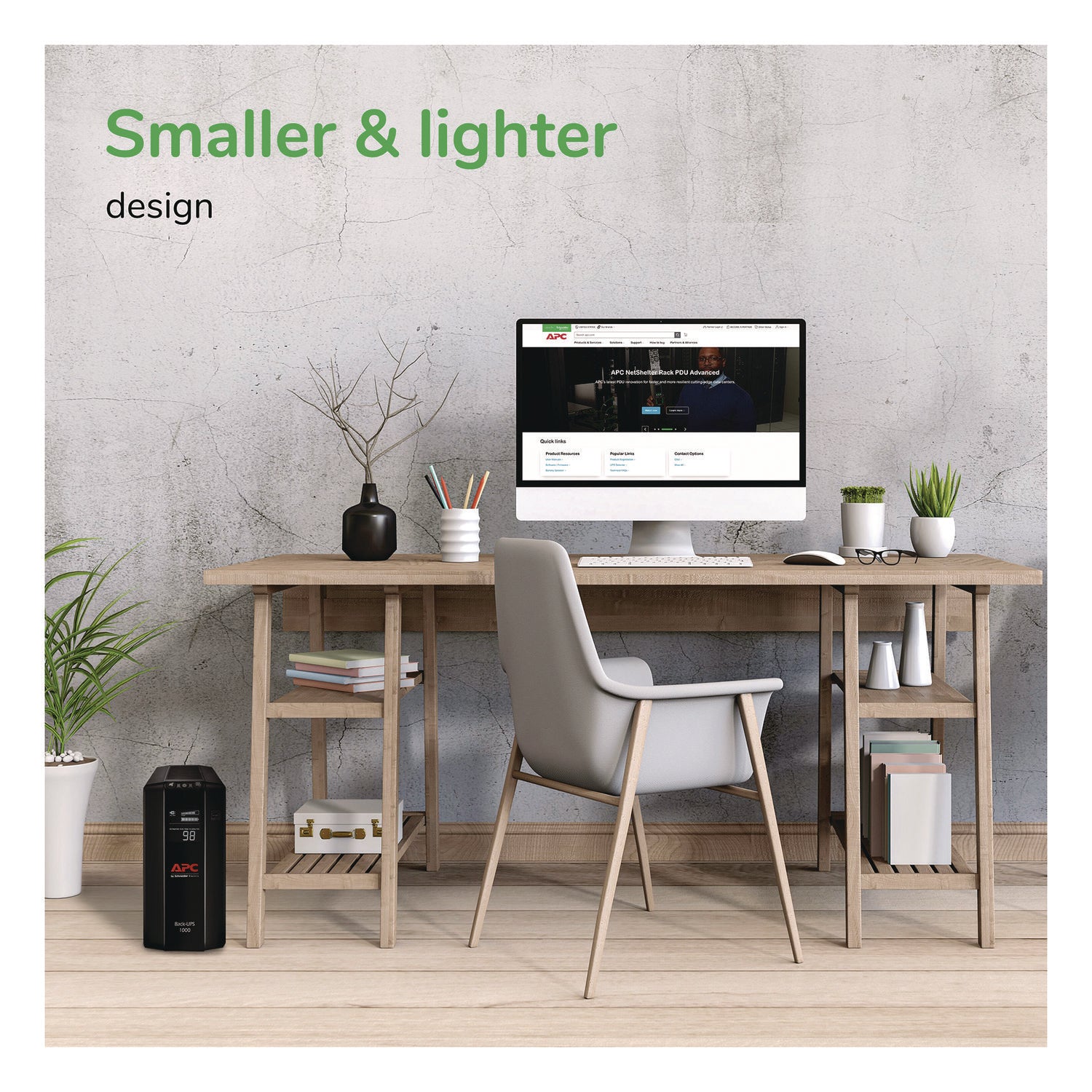 APC Back UPS Pro 1000VA Compact Tower Battery Backup & Surge Protector with LCD Display, 8 Outlets, USB Charging (1103J) - Power Protection for Home Office, Gaming PC & Electronics