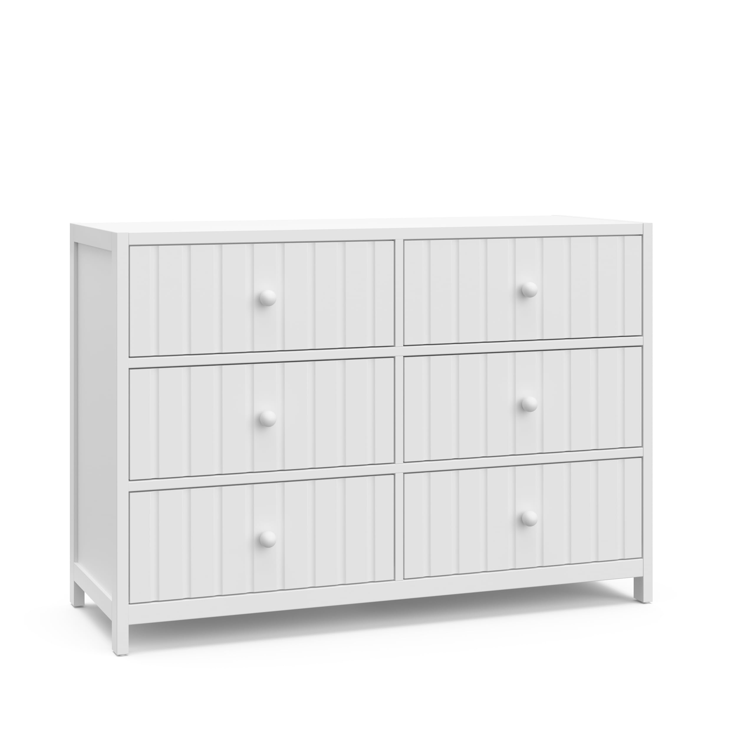 Graco Teddi 6-Drawer Double Dresser in White | GREENGUARD Gold Certified Nursery Furniture with Interlocking Drawer System & Pre-Installed Tracks | Includes 2 Knob Sets for Customization | Perfect for Baby Rooms, Kids Bedrooms & Nursery Storage Solutions
