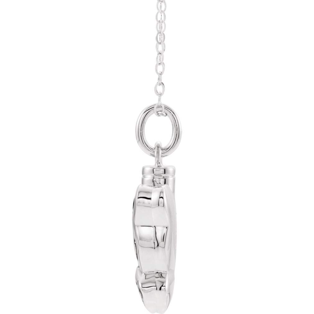 Rhodium Plated Sterling Silver Memorial Butterfly Cremation Urn Necklace - 18