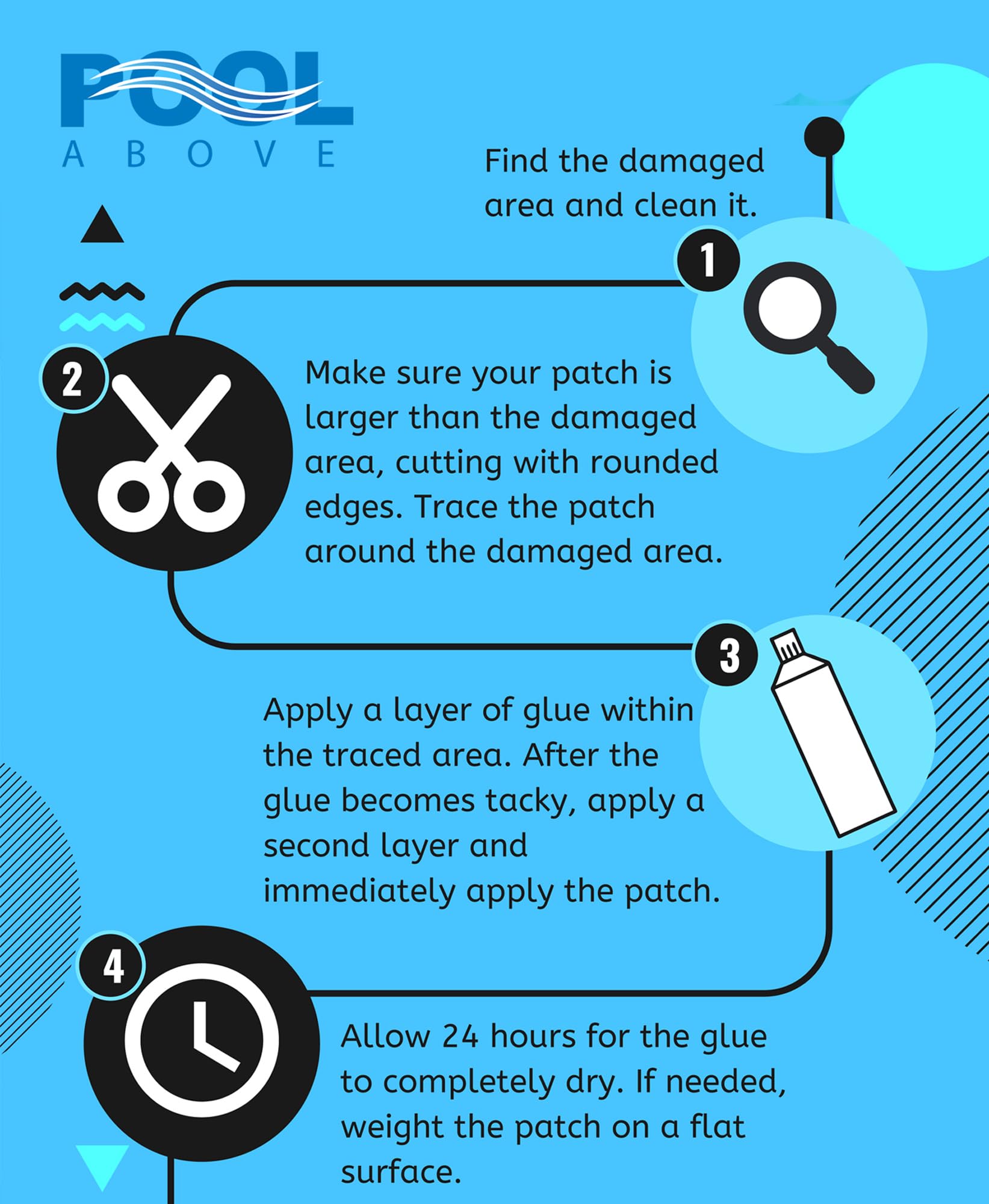 Heavy Duty Vinyl Repair Patch Kit - Waterproof Adhesive for Above Ground Pool Liners, Inflatables, Boats, Rafts, Kayaks & Air Mattresses | Quick Fix for Leaks, Holes & Tears | Perfect for Outdoor, Camping & Water Sports