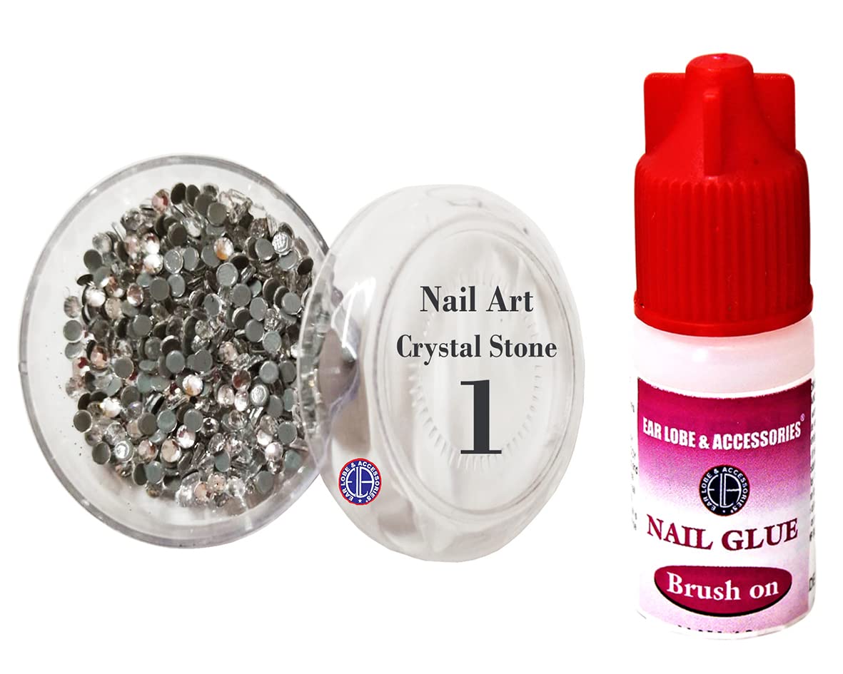 Flat Back Rhinestones for Nails & Ear Lobe Decorations - Rainbow Big Crystal Stones with Small Glue - DIY Nail Art, Jewelry Making & Body Accessories