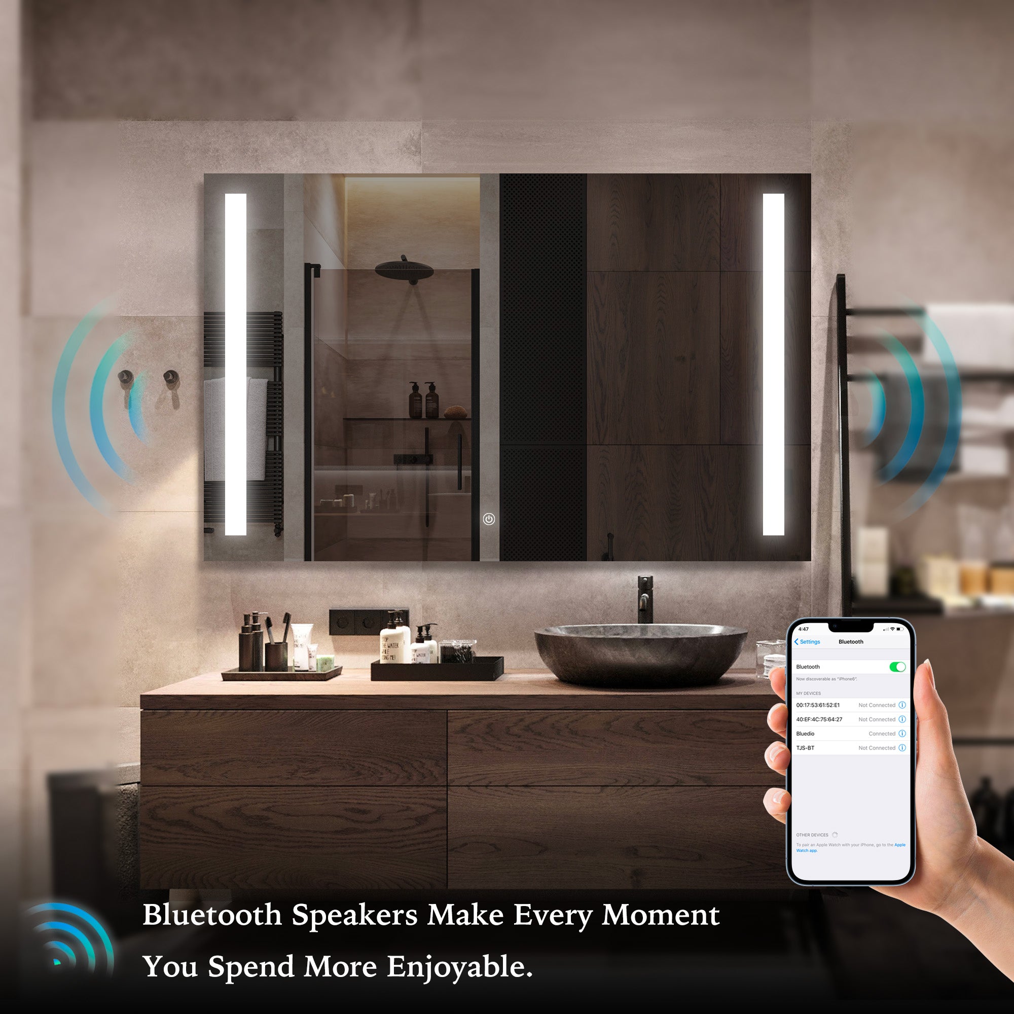 Custom LED Mirror with Frosted Panel - Modern Bathroom Vanity Mirror with Adjustable Lighting for Makeup & Shaving | Energy-Efficient LED Technology for Home & Salon Use
