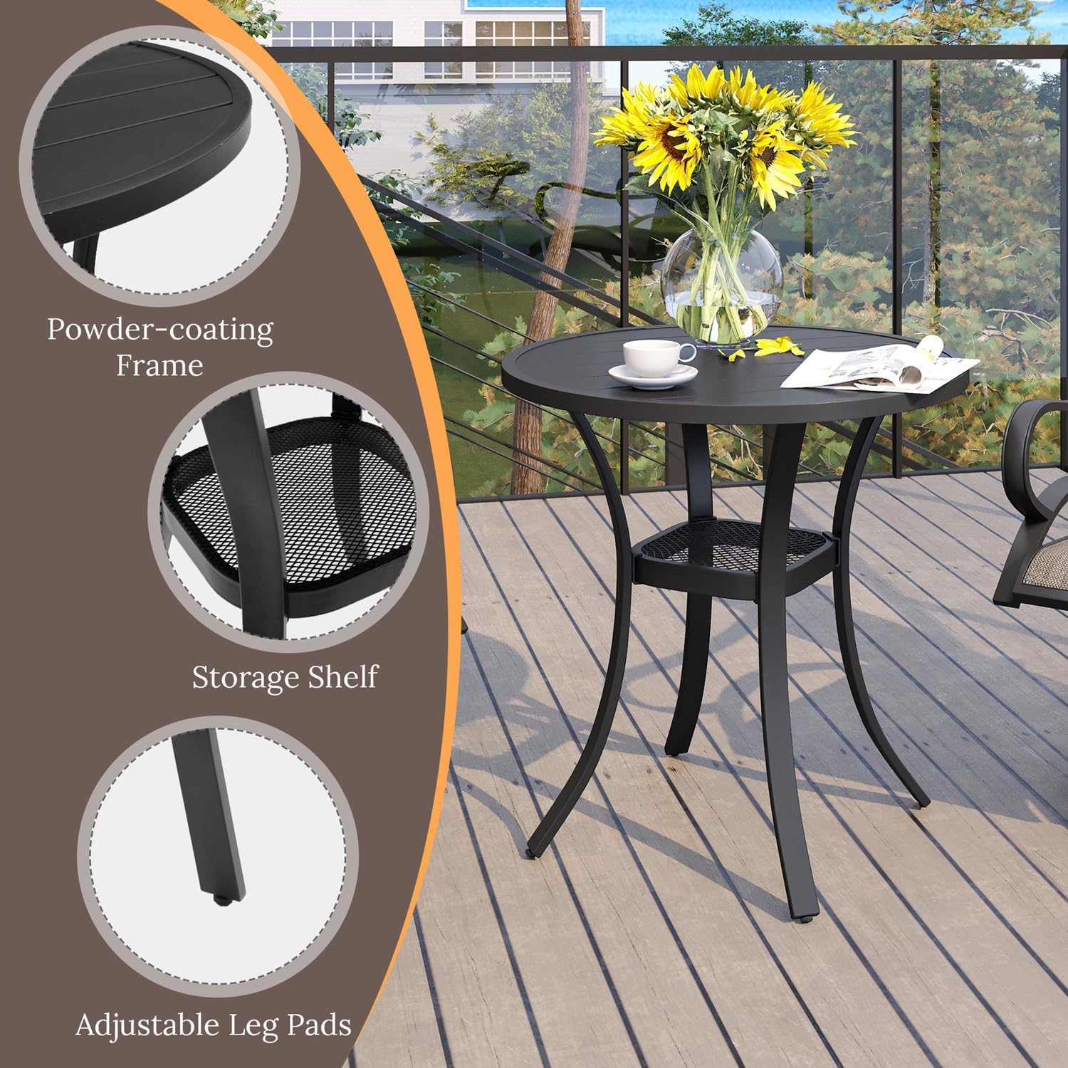 VICLLAX 3-Piece Outdoor Patio Dining Set for 2 - 27.5