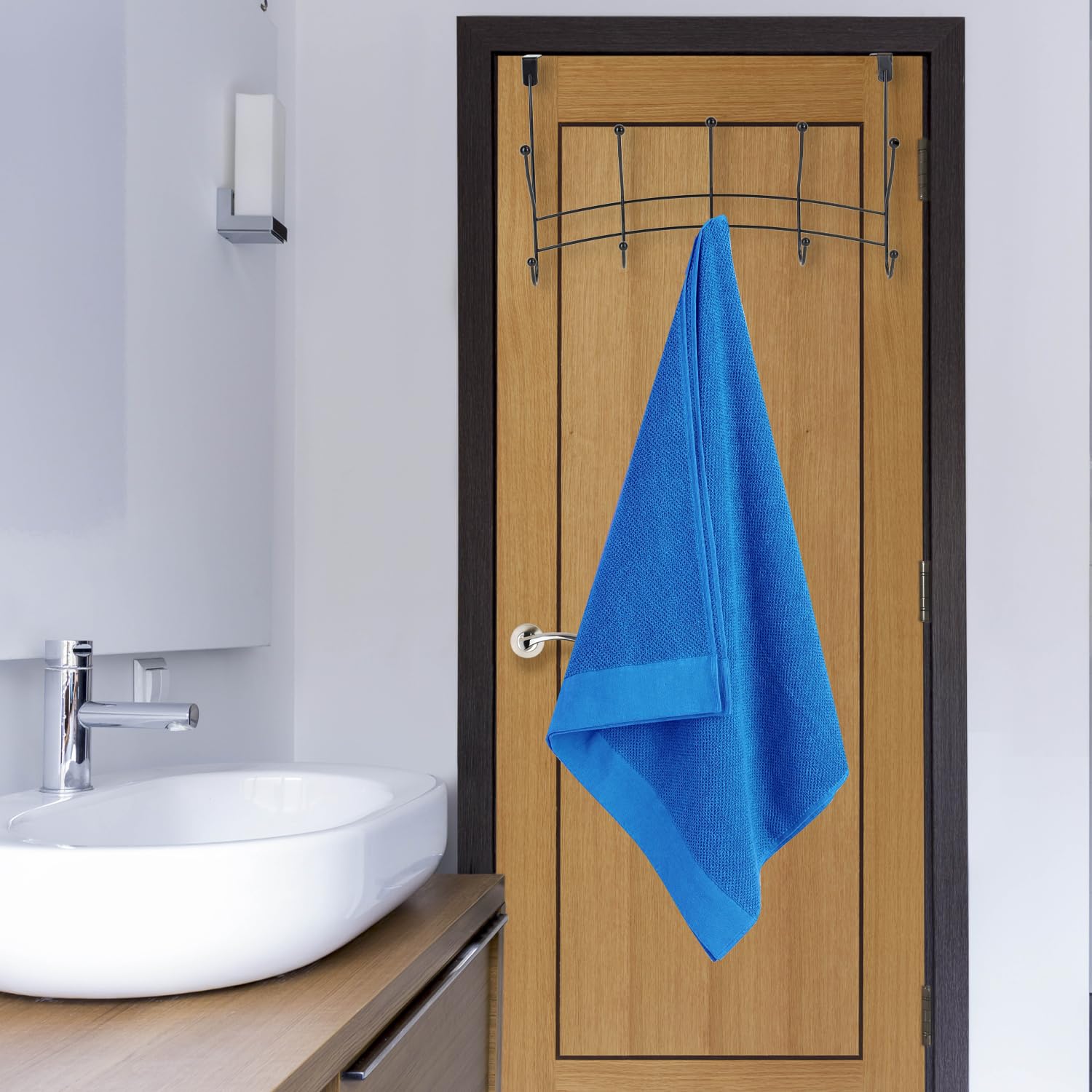 Home Basics Over The Door Clothes Rack - 10 Hook Black Door Organizer for Clothes, Accessories, Towels & Robes | Space-Saving Storage Solution for Bedroom, Bathroom, Closet & Dorm | Fits Any Standard Door