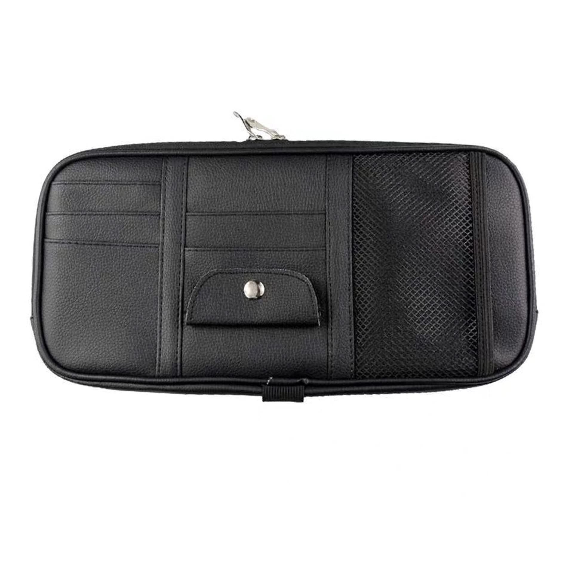 VAGURFO Car Sun Visor Organizer - Multi-Pocket Zipper Storage Pouch for Truck & Auto Accessories | Black Interior Organizer for Sunglasses, Phones & Small Items | Perfect for Road Trips & Daily Commutes