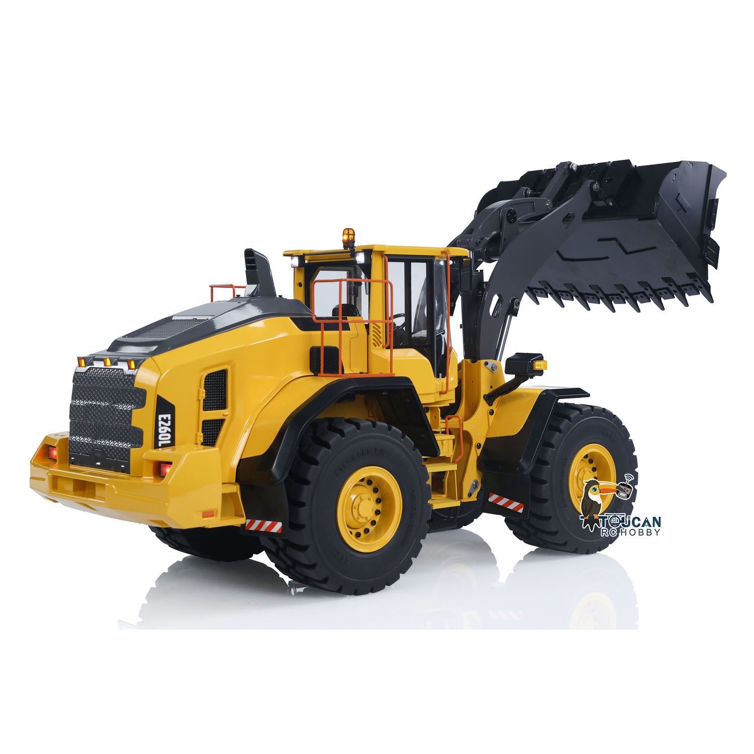 1/14 Scale RC Hydraulic Loader E260L - Metal Remote Control Construction Vehicle with Flysky ST8 Radio, Locking Differential & Fork Coupler - Perfect for Construction Simulation, Backyard Digging & RC Hobby Enthusiasts