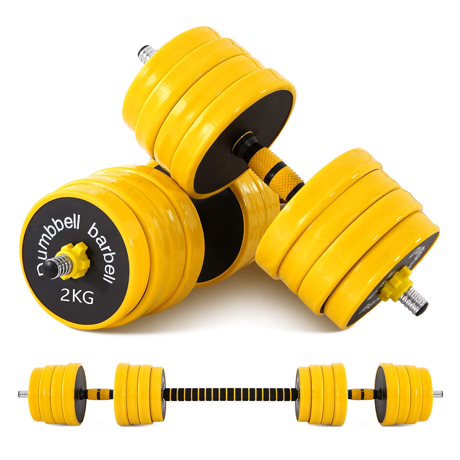 Adjustable Dumbbell Set 22-88lbs, Non-Slip Weights for Home Gym - 2-in-1 Barbell Pair for Strength Training, Full Body Workout & Fitness (Ideal for Small Spaces, Beginners & Advanced Users)