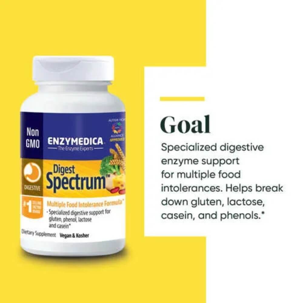 Enzymedica Digest Spectrum Digestive Enzyme Supplement - 240 Capsules for Gut Health & Digestion Support | Ideal for Bloating, Gas Relief & Food Intolerance