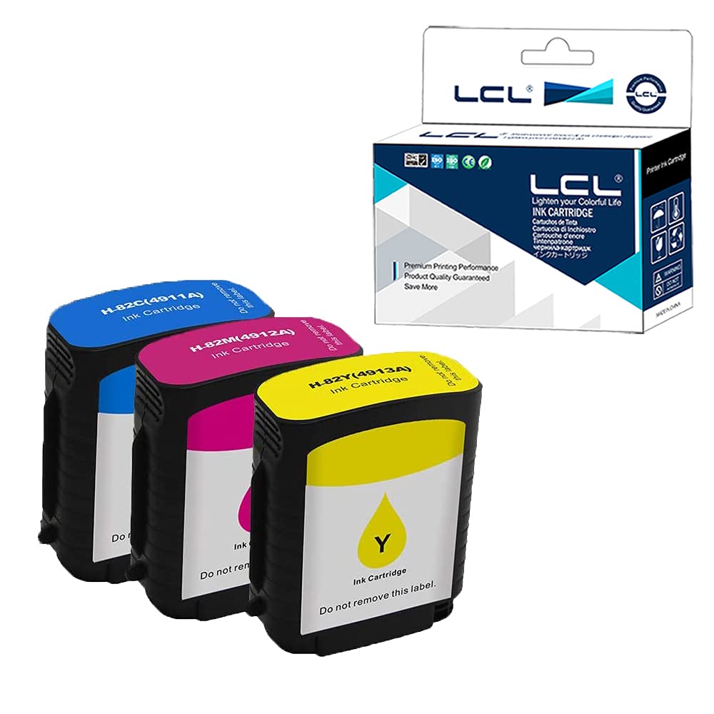 Compatible Ink Cartridge Replacement for HP 82 (C4911A/C4912A/C4913A) - 3-Pack Cyan/Magenta/Yellow - Works with HP Designjet 510/500/500ps/500Plus/800/800ps/815/815mfp/820/820mfp Printers - Ideal for Office Printing, Graphic Design & Large Format Projects