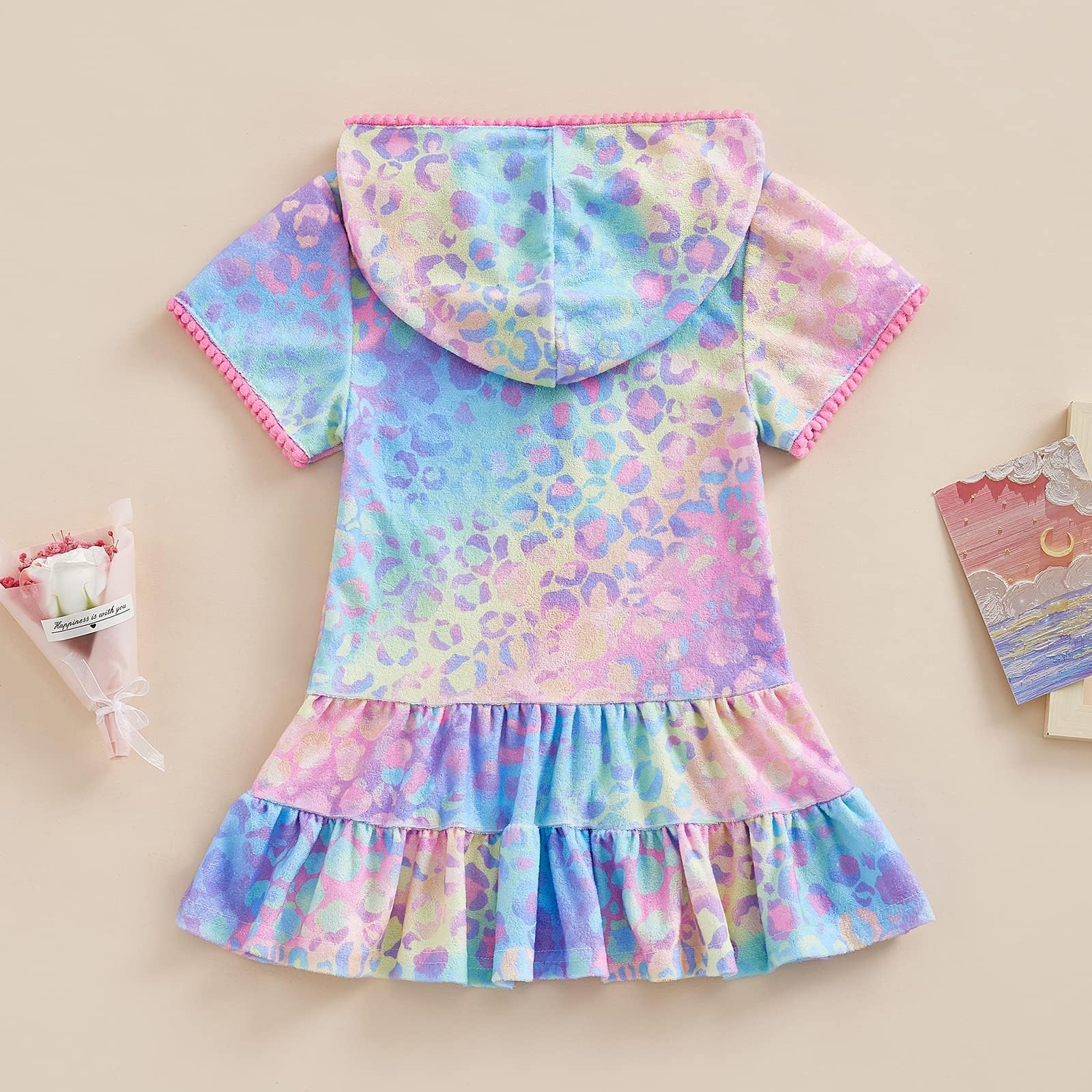 Girls Swim Cover Up Hooded Dress with Pocket - Terry Zip Up Beach Swimsuit Coverup for Kids 2-10 Years | Perfect for Pool, Beach & Summer Outings