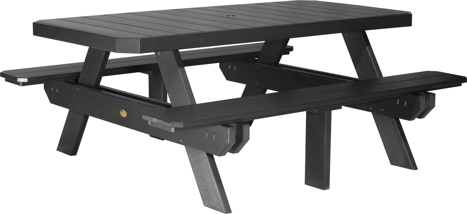 LuxCraft 6-Foot Rectangular Picnic Table - Outdoor Dining & Backyard Furniture for Patio, Garden, and Park Gatherings