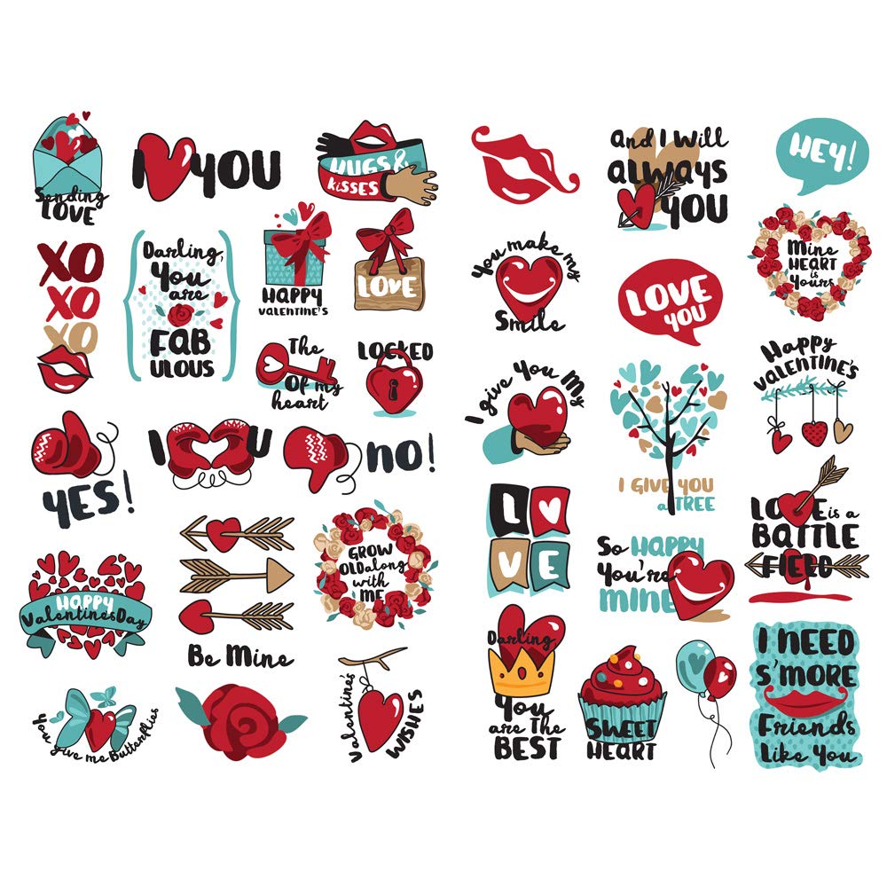 Seasonstorm Romantic Couple Love Words Stickers - Scrapbooking, Planner, Diary, and Photo Album Decoration - Adhesive Paper Flakes for DIY Crafts (PK665) - Perfect for Valentine's Day Gifts, Wedding Scrapbooks & Memory Journals