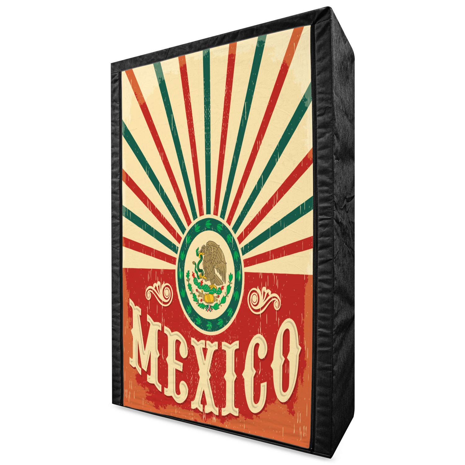 Ambesonne Mexican Portable Fabric Wardrobe - Retro Pop Art Style Mexico Calligraphy & Tribal Design on Grunge Background - 42.5