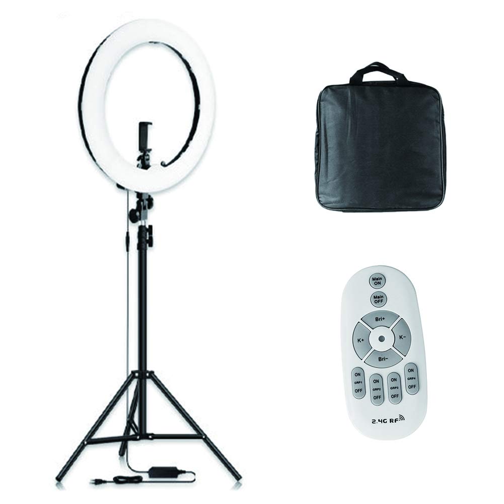 BEIAKE 14 Inch Ring Light with Phone Clip & Remote - Adjustable RGB Selfie Light with Tripod Stand & Carrying Case for Live Streaming, YouTube Videos, TikTok Content Creation & Photography