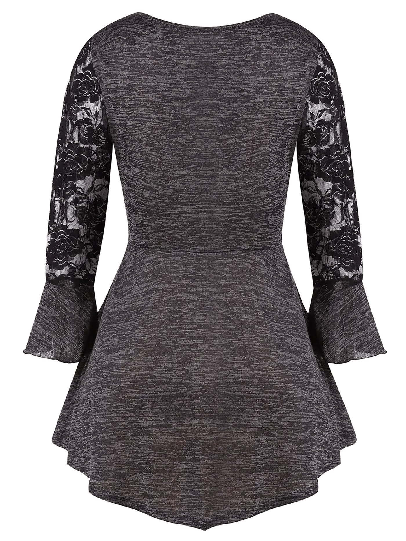 Women's Plus Size Gothic Corset Top - Lace Up Ribbed Casual T-Shirt for Women | Perfect for Halloween, Cosplay & Gothic Fashion Outfits