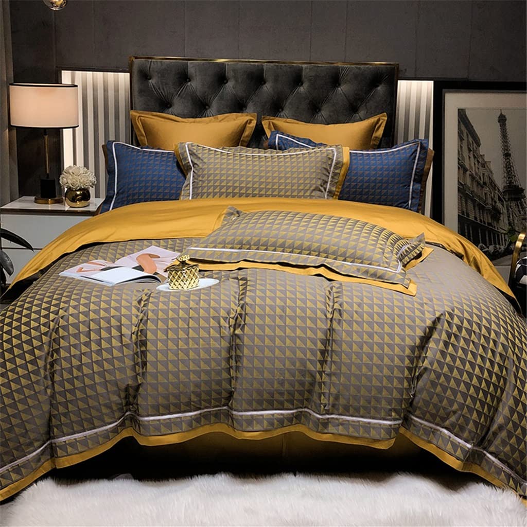 Premium 4-Piece Cotton Jacquard Duvet Cover Set - Yarn-Dyed Pony Print Bedding for Queen Size (2m) - Soft & Breathable Luxury Bed Linen for Kids' Room, Guest Bedroom & Dorm Decor