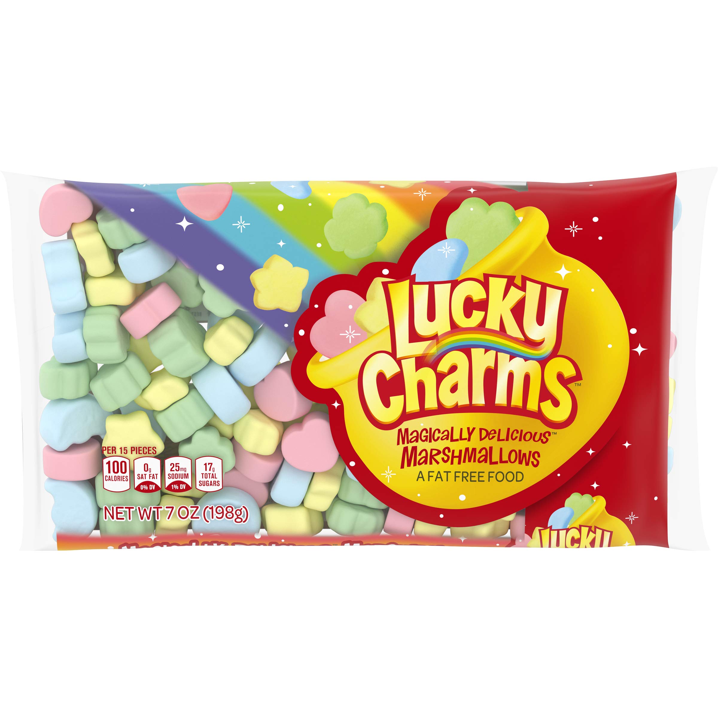 Lucky Charms Magically Delicious Marshmallows - Soft & Puffy Texture, 7 oz Bag | Perfect for Baking, Hot Cocoa Toppings & Dessert Decorations