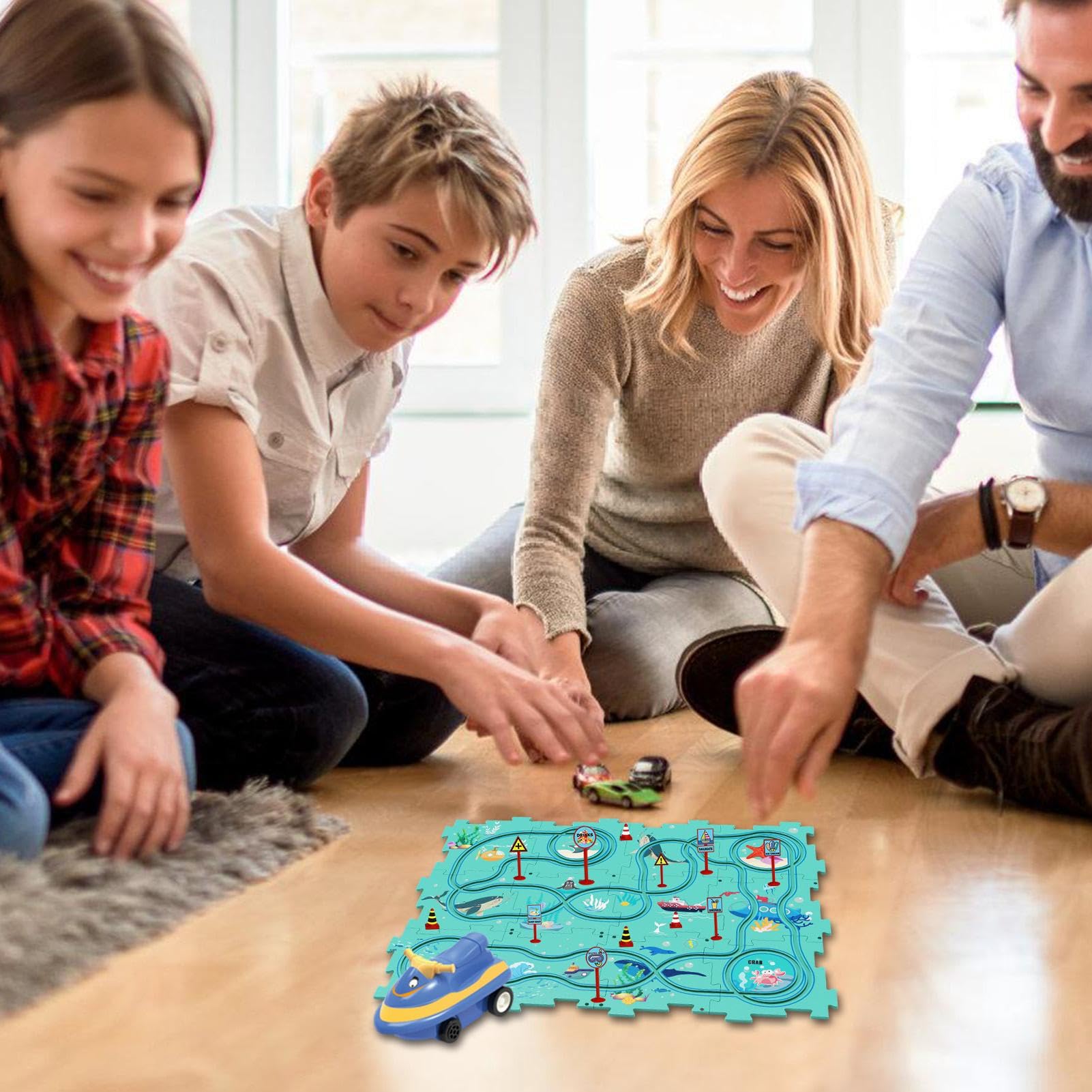 DIY Electric Cart Toy Set - Montessori Educational Puzzle Car Track for Kids with Vehicles - Perfect for Christmas Gifts & STEM Learning Activities
