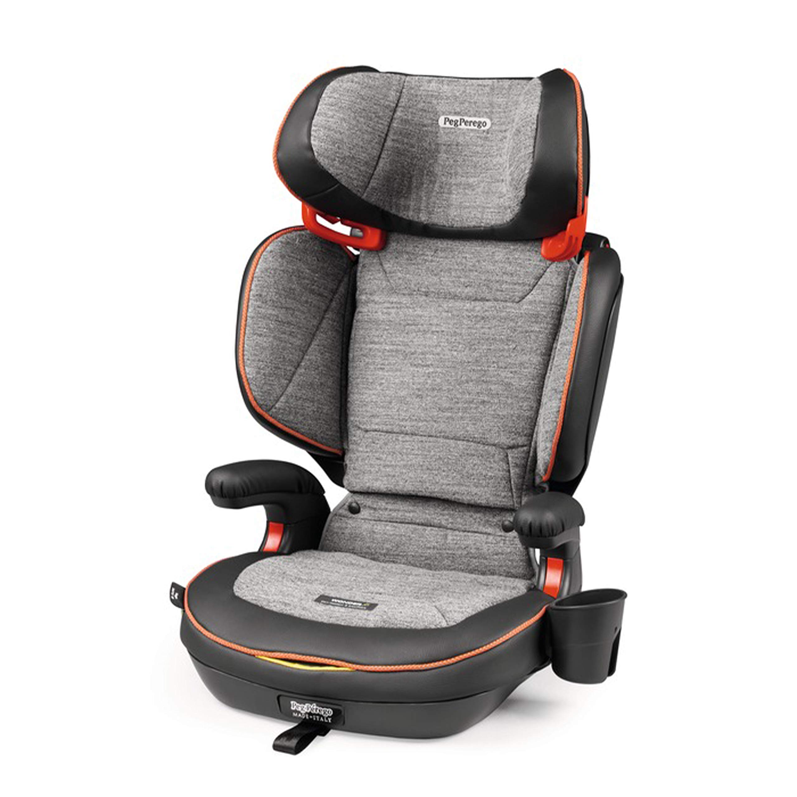 Peg Perego Viaggio Shuttle Plus 120 Booster Car Seat for Kids up to 120 lbs | Italian-Made Wonder Grey | Stain-Resistant & Breathable Fabric | Perfect for Travel, School, and Daily Commutes